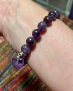TUMBEELLUWA Natural Healing Crystal Beaded Bracelet with Heart Charm | 8mm Beads Stretch Bracelet, Tube Stone, Reiki Chakra Balancing, Boho Handmade Gemstone Jewelry, Daily Wear, Birthday Gift customer photo 2