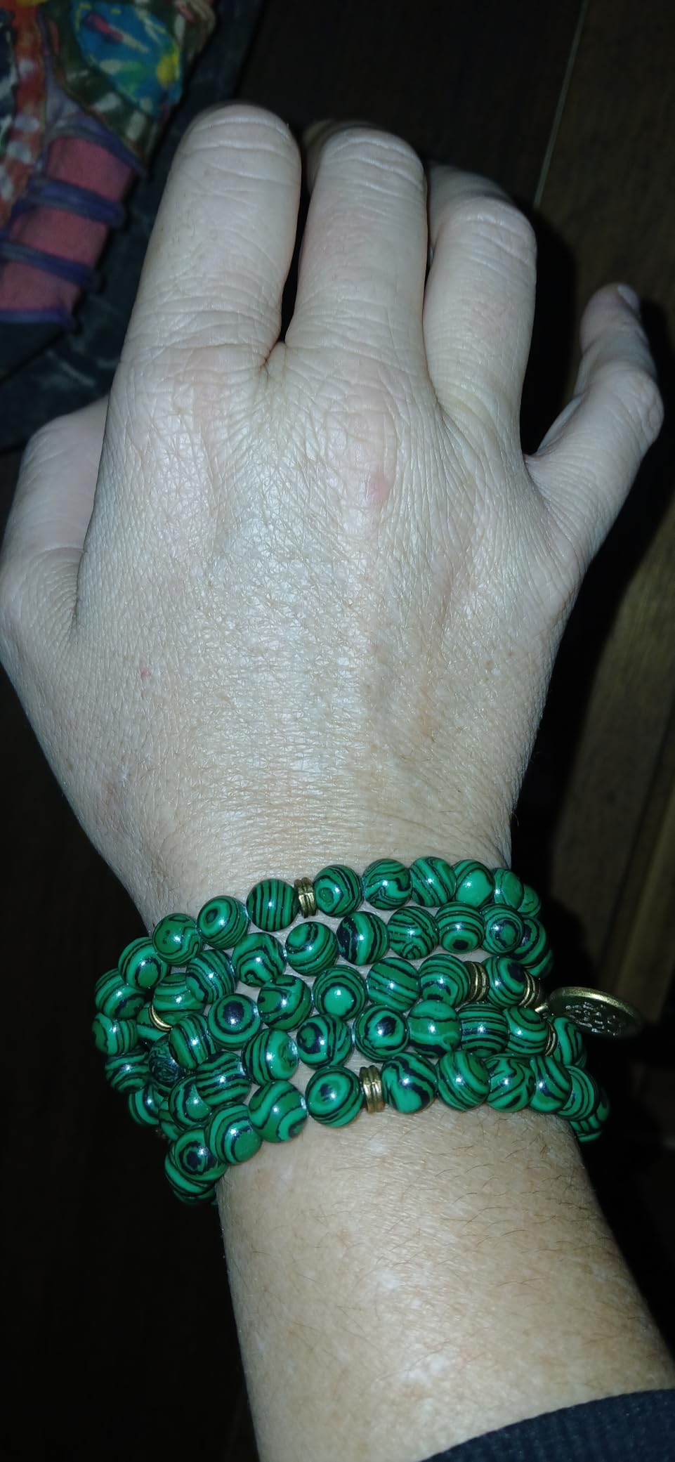 Mala Bead Strand Bracelet, 108 Buddhist Prayer Beads Yoga Meditation Green Malachite Beads Necklace Women man customer photo 1