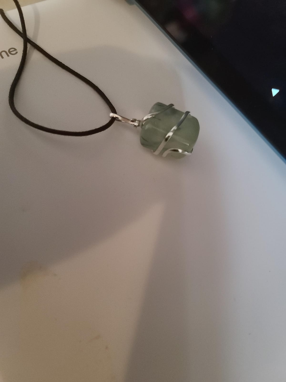 AYANA Prehnite Healing Crystal Pendant Necklace | Heart and Third Eye Chakra | Libra Zodiac Birthstone | Lucky Stone for Healers | Handmade with Ethically Sourced Raw Natural Pure Gemstone customer photo 1