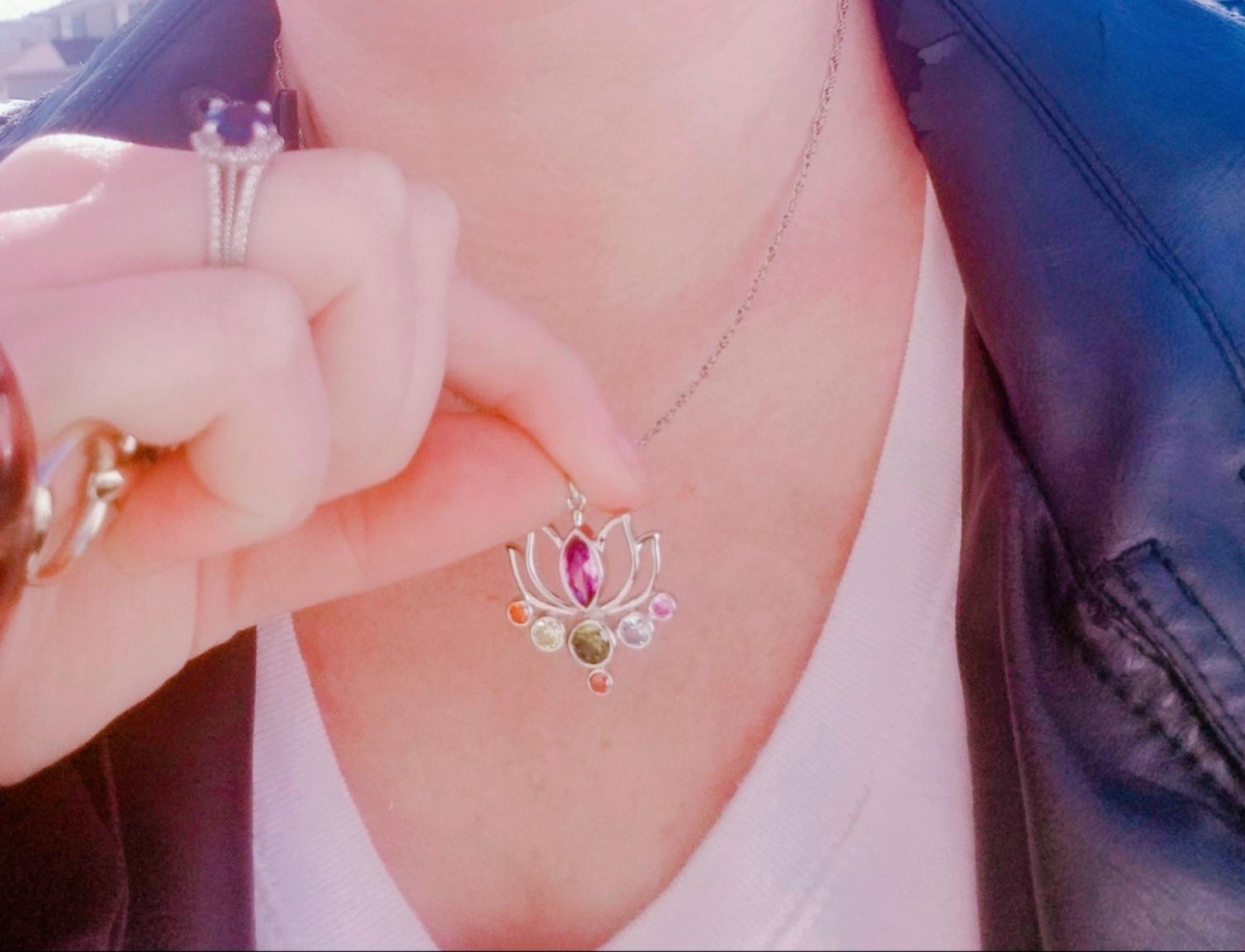 Seven Chakra Lotus Pendant Necklace for Women 925 Sterling Silver Healing Stone Jewelry Spiritual Meditation Gifts for Birthday Mothers Day Christmas customer photo 1