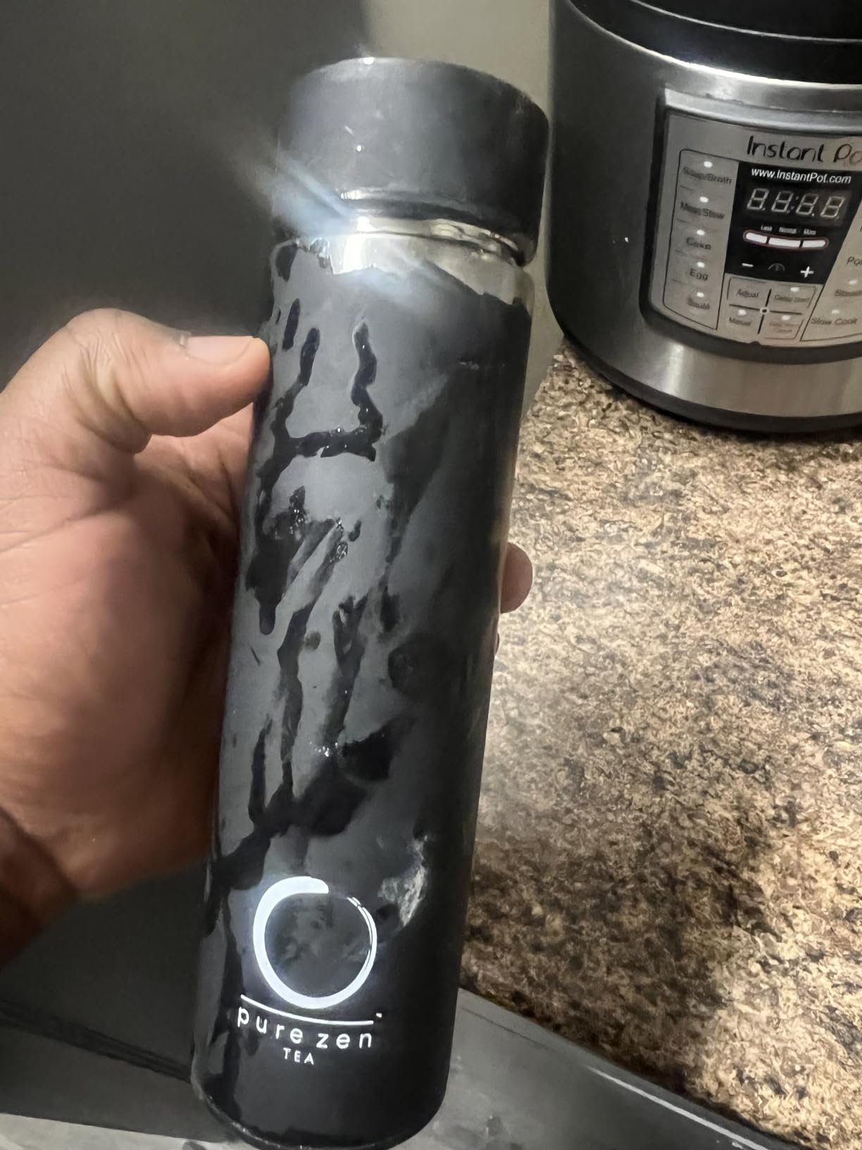 Pure Zen Tea Thermos with Infuser for Hot and Cold Infusions - Stainless Steel - Tea Infuser Bottle - Leakproof Travel Mug with Filter - 15oz - Blue customer photo 2