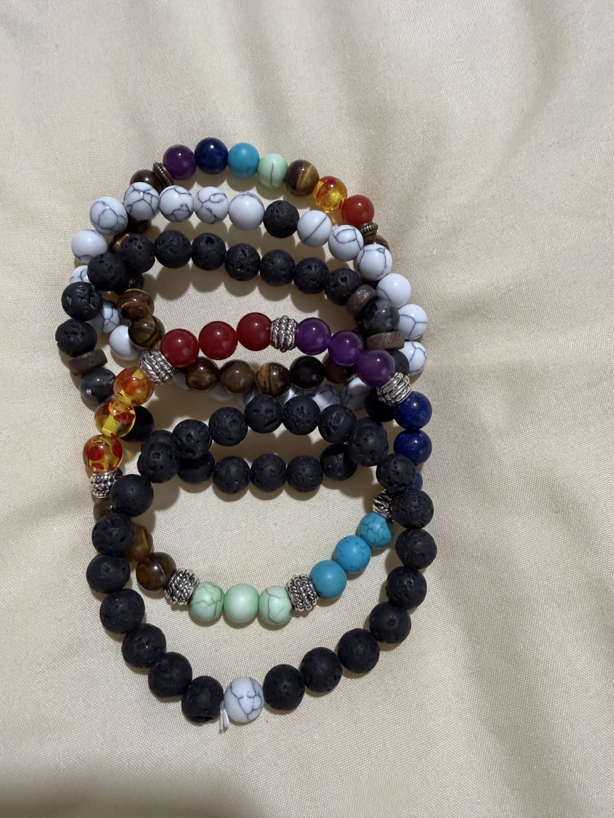 Black Lava Stone 7 Chakra Bracelets 6pcs mix 8mm Yinyang Rock Bead Elastic Natural Stones Gemstones Oil Diffuser Yoga Meditation Beads Bracelets for Men Women Jewelry customer photo 1