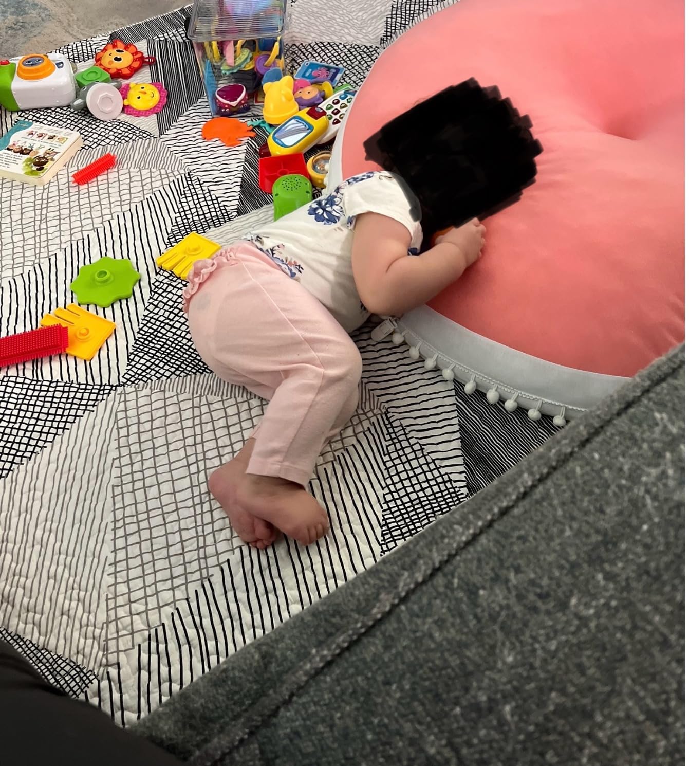 Large Floor Cushion Seating Circle Kids Floor Pillow for Children | Round Playroom Pillows Reading Nook Big Pillow, Oversized Pillow Mat for Kid Seating Teepee Canopy, Grey customer photo 2