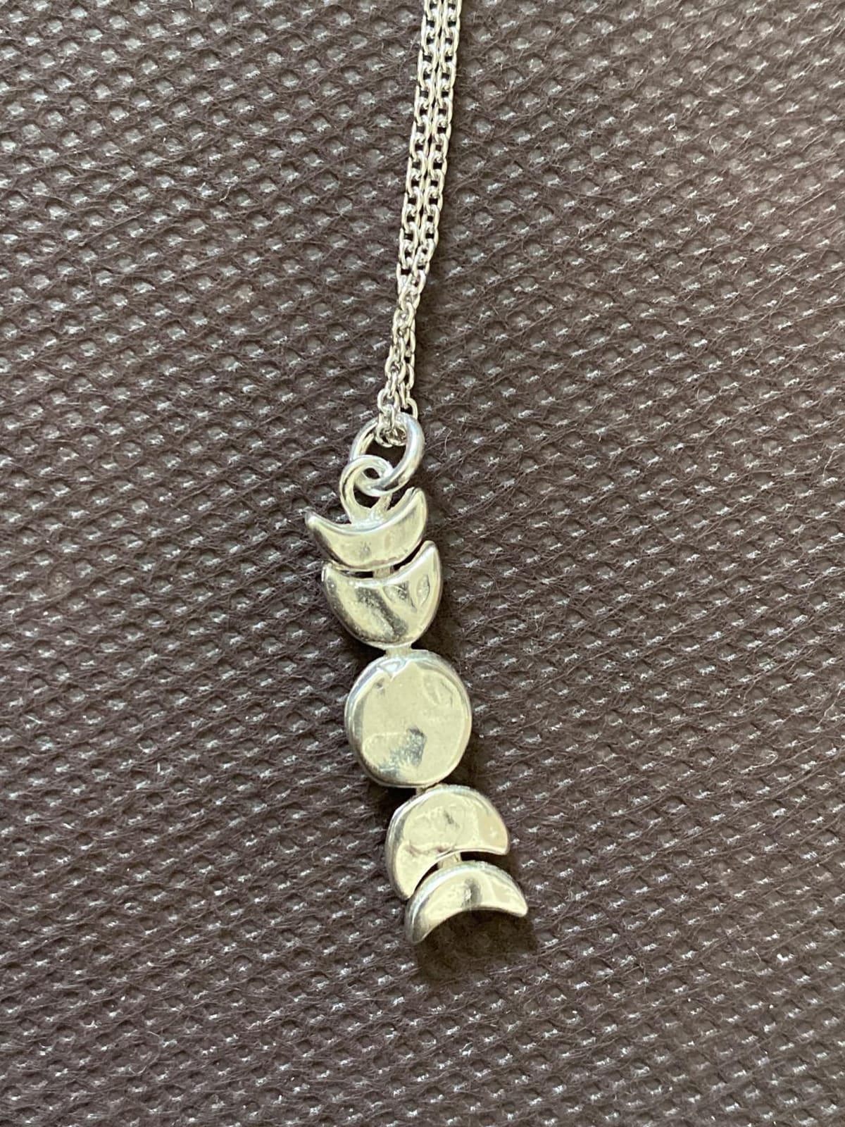 925 Sterling Silver Tiny Moon Phase Charm Necklace, 18
