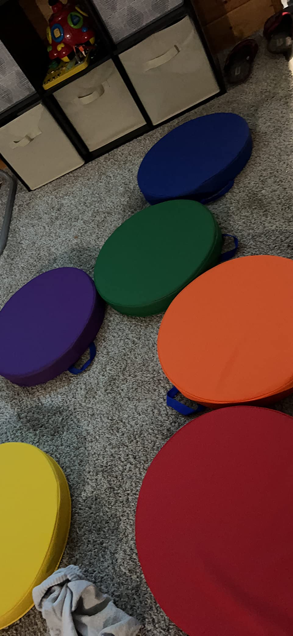 Factory Direct Partners SoftScape 15 inch Round Classroom Floor Cushions with Handles; Flexible Seating for Daycare, Preschool, Playroom; 2 inch Thick Deluxe Foam (6-Piece) - Contemporary, 11232-CT customer photo 1