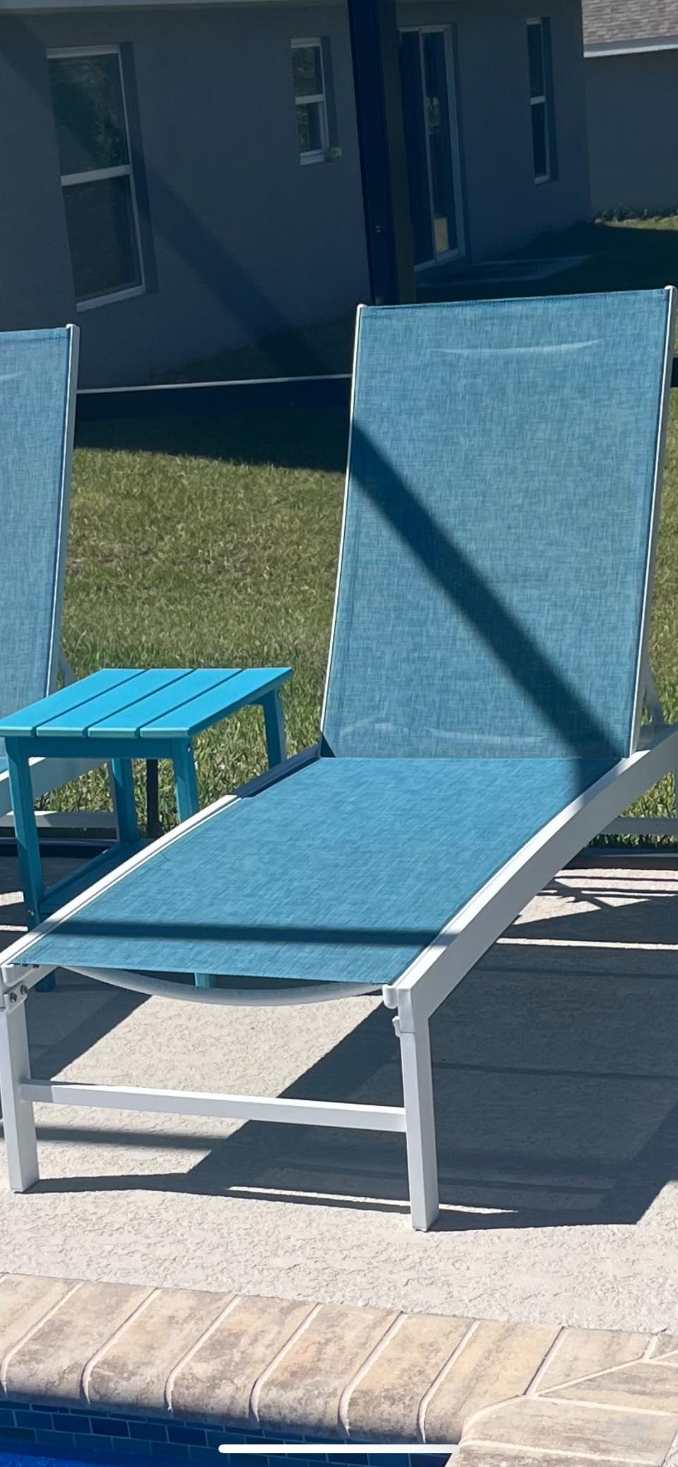 Lounge Chair Outdoor Set of 2, Metal Pool Chaise Lounge Chairs, Adjustable Five-Position Tanning Recliner, All Weather for Patio, Beach, Yard, Pool (Beige) customer photo 1