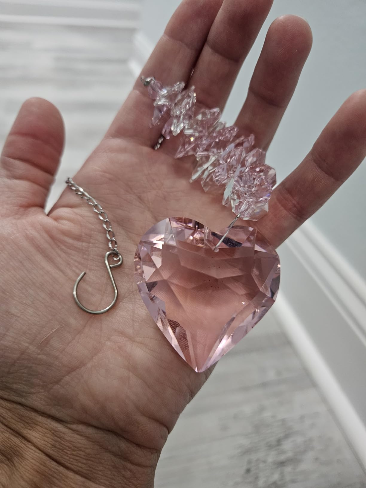 Shario 45mm Clear Glass Heart Crystal Ball Prism Pendant, Suncatcher for Windows, Outdoor Garden Hanging Decor, Gifts for Women, Mom customer photo 1