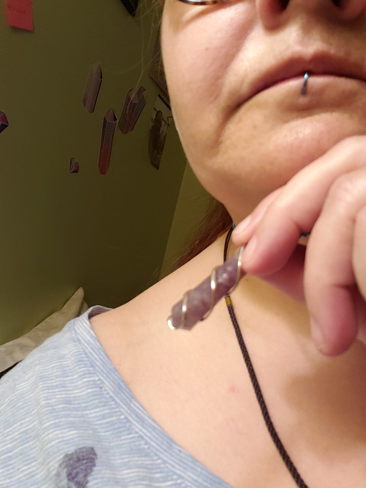 Lepidolite Healing Crystal Necklace - Stress Relief & Powerful Mood Stabilizer. Inner Peace Pendant. Jewelry Gift for Yoga, Meditation & Reiki customer photo 2