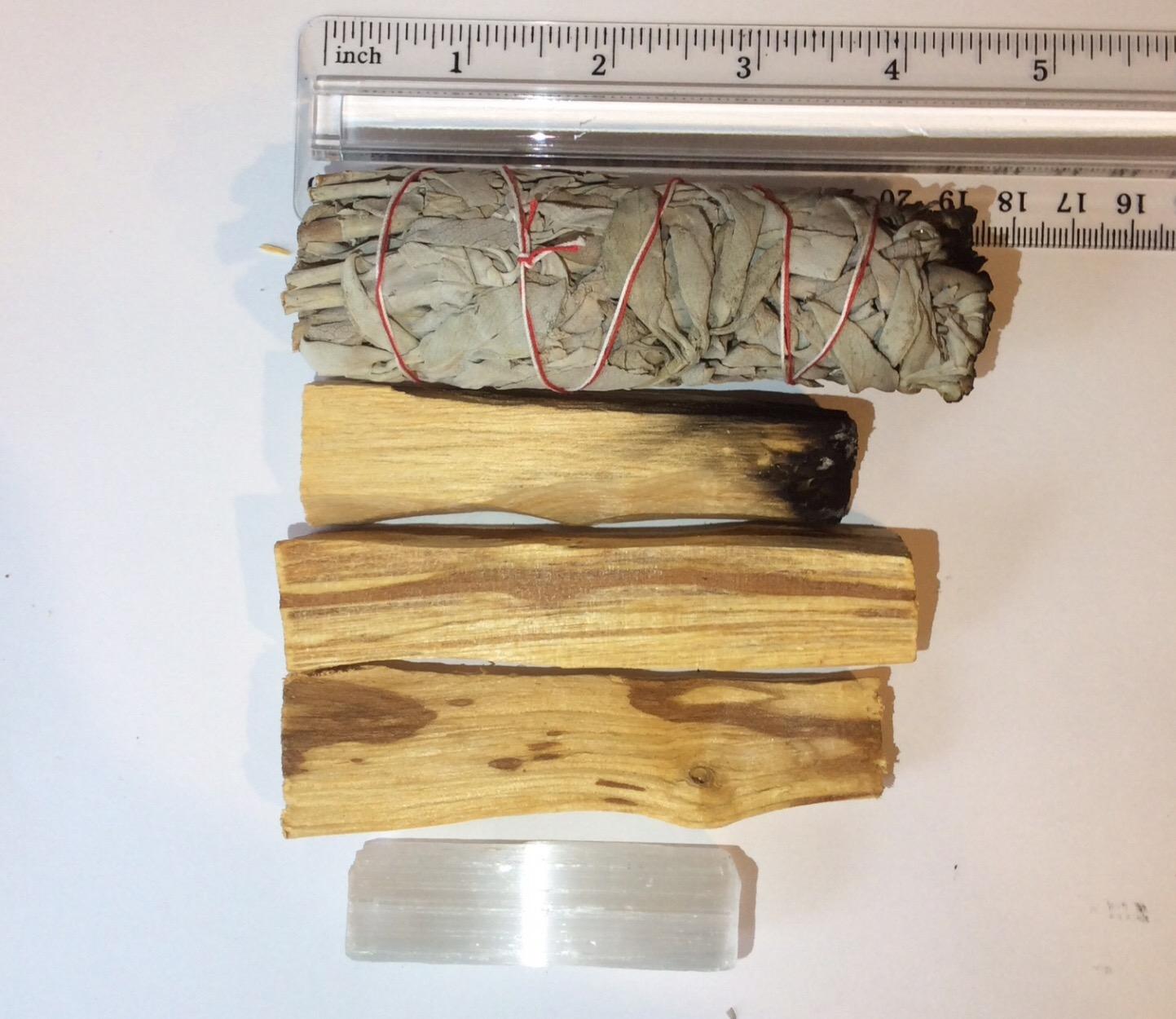 Organic White Sage (Salvia Apiana), Palo Santo (Holly Wood) & Selenite Stick. Healing kit palo Santo Sticks Smudge kit customer photo 2