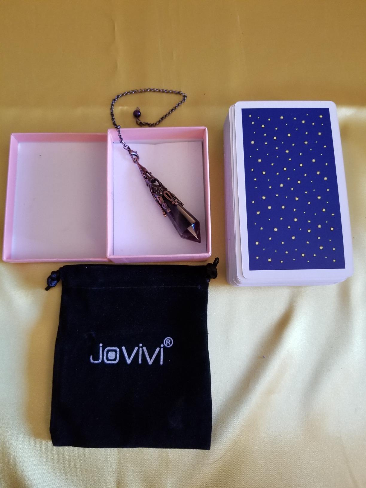 Jovivi Natural Amethyst Crystal 12 Facted Therapy Healing Dowsing Divination Pendulum - Reiki Charged Chakra Balancing Pendant with Chain customer photo 1