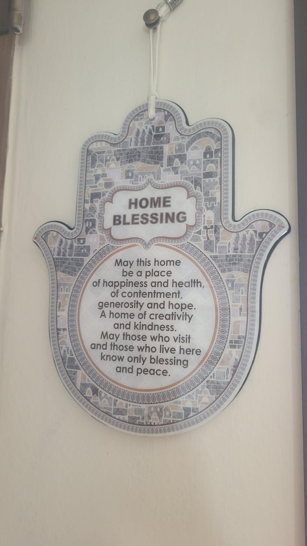 Multicolor Hamsa English Home Blessing with Birds and Flowers Motif, 17 cm - Good Luck Hamsa Hand Wall Hanging Decor, Evil Eye Protection Amulet customer photo 1