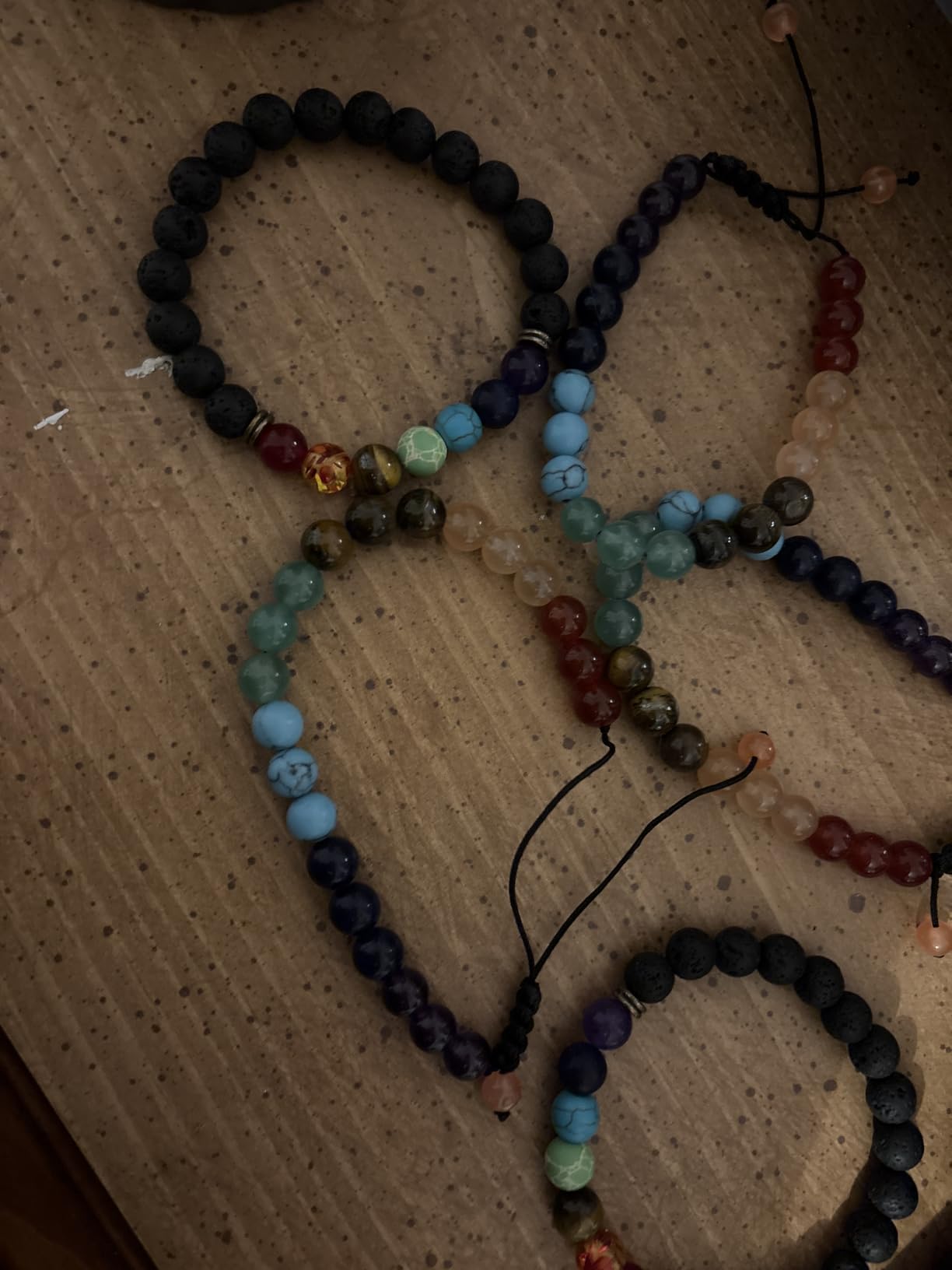2-12 Pcs Chakra Bracelets for Women Rock 7 Chakras Crystals and Healing Stones Bracelets 8mm Crystal Bracelets Yoga Beaded Bracelets for Women Men Essential Oil Diffuser customer photo 1