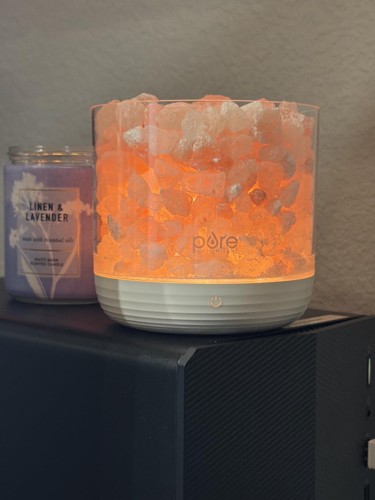 Pure Enrichment PureGlow USB Salt Lamp - Authentic Pink Himalayan Salt Rocks, Light Dimmer with 5 Levels, 2 Bulbs, and USB Power Cable customer photo 1