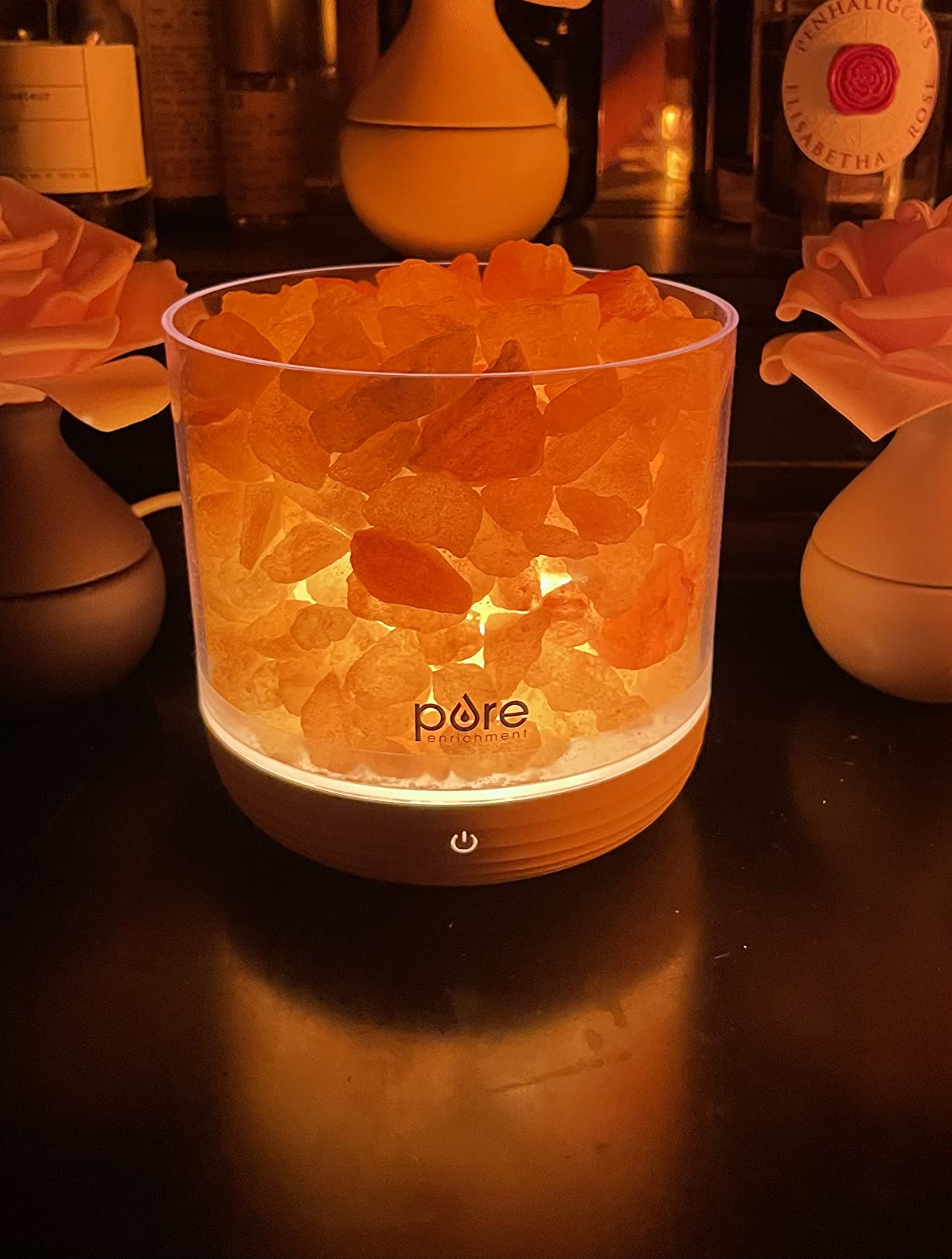 Pure Enrichment PureGlow USB Salt Lamp - Authentic Pink Himalayan Salt Rocks, Light Dimmer with 5 Levels, 2 Bulbs, and USB Power Cable customer photo 2