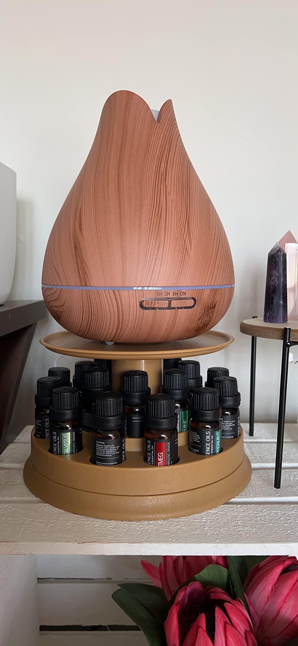Aromatherapy Essential Oil Diffuser Gift Set with 20 Oils and Rotating Display Stand - 400ml Ultrasonic Diffuser with 20 Essential Plant Oils - 4 Timer & 7 Ambient Light Settings customer photo 1