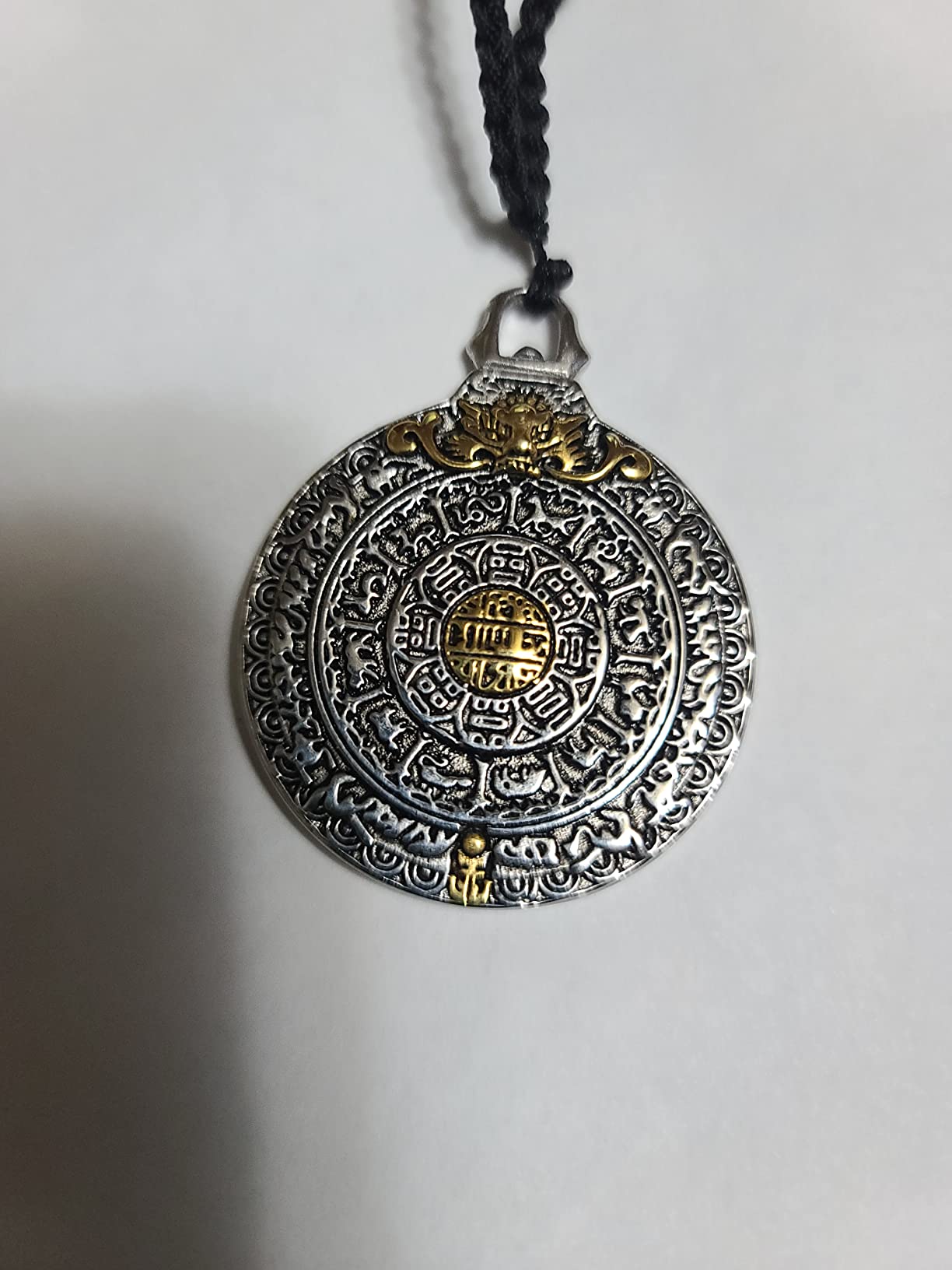 Vintage Tibetan I Ching Spiritual Divination Om Stainless Steel Pendant Necklace Religion Jewelry customer photo 1