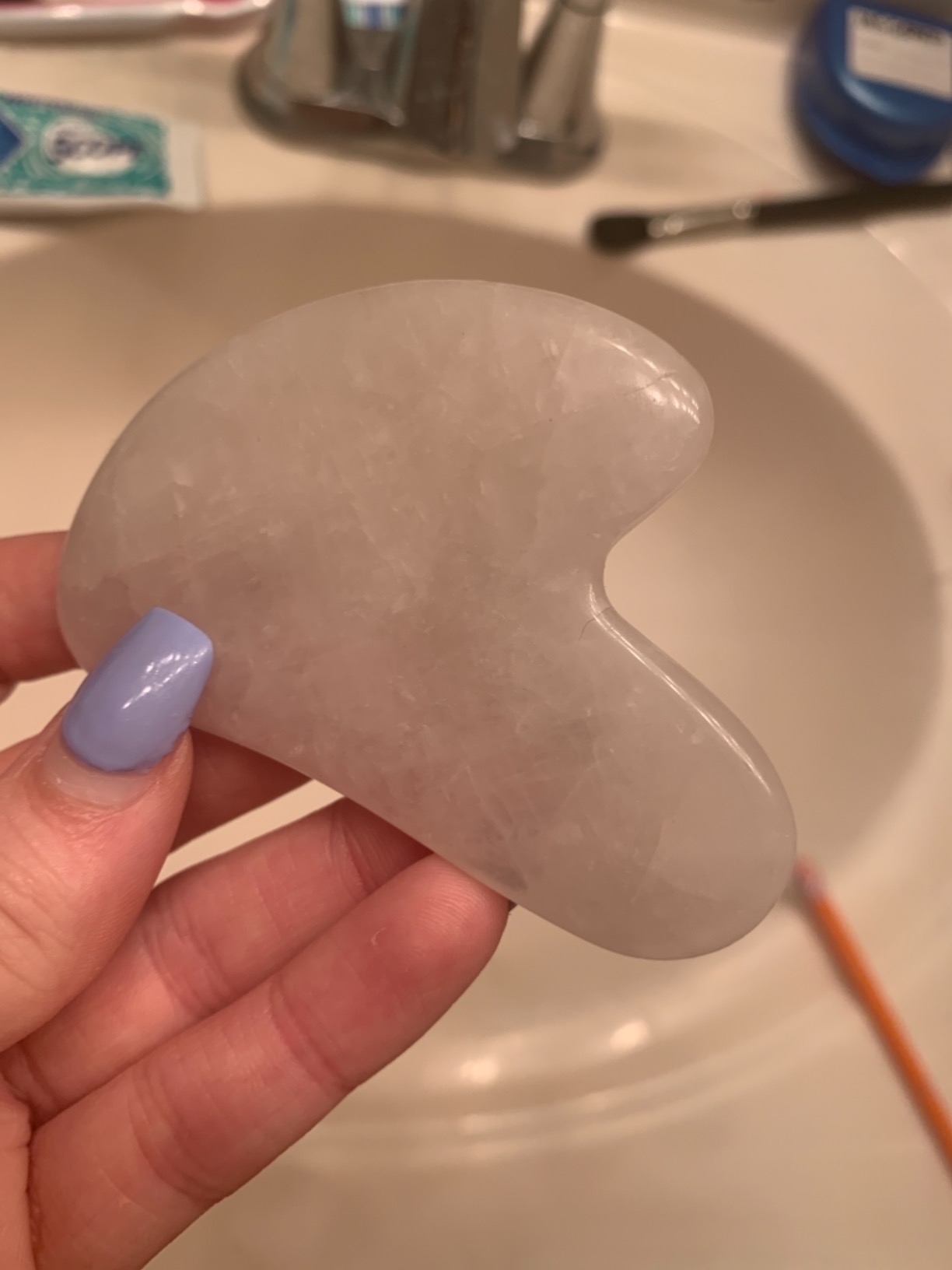 Guasha Scraping Massage Tool - Rose Quartz Gua Sha Board - Traditional Scraper Tool for Anti-Aging - 100% Natural Pink Quartz Stone Guasha - Gasha Massage Stones by Sandine customer photo 1