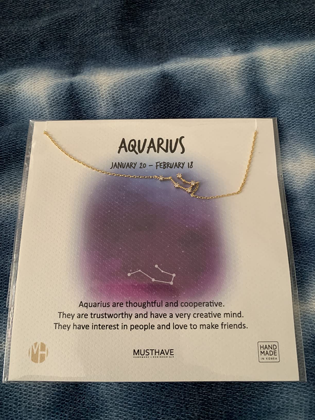 Zodiac 18K Gold Plated CZ Necklace With Message Card customer photo 1