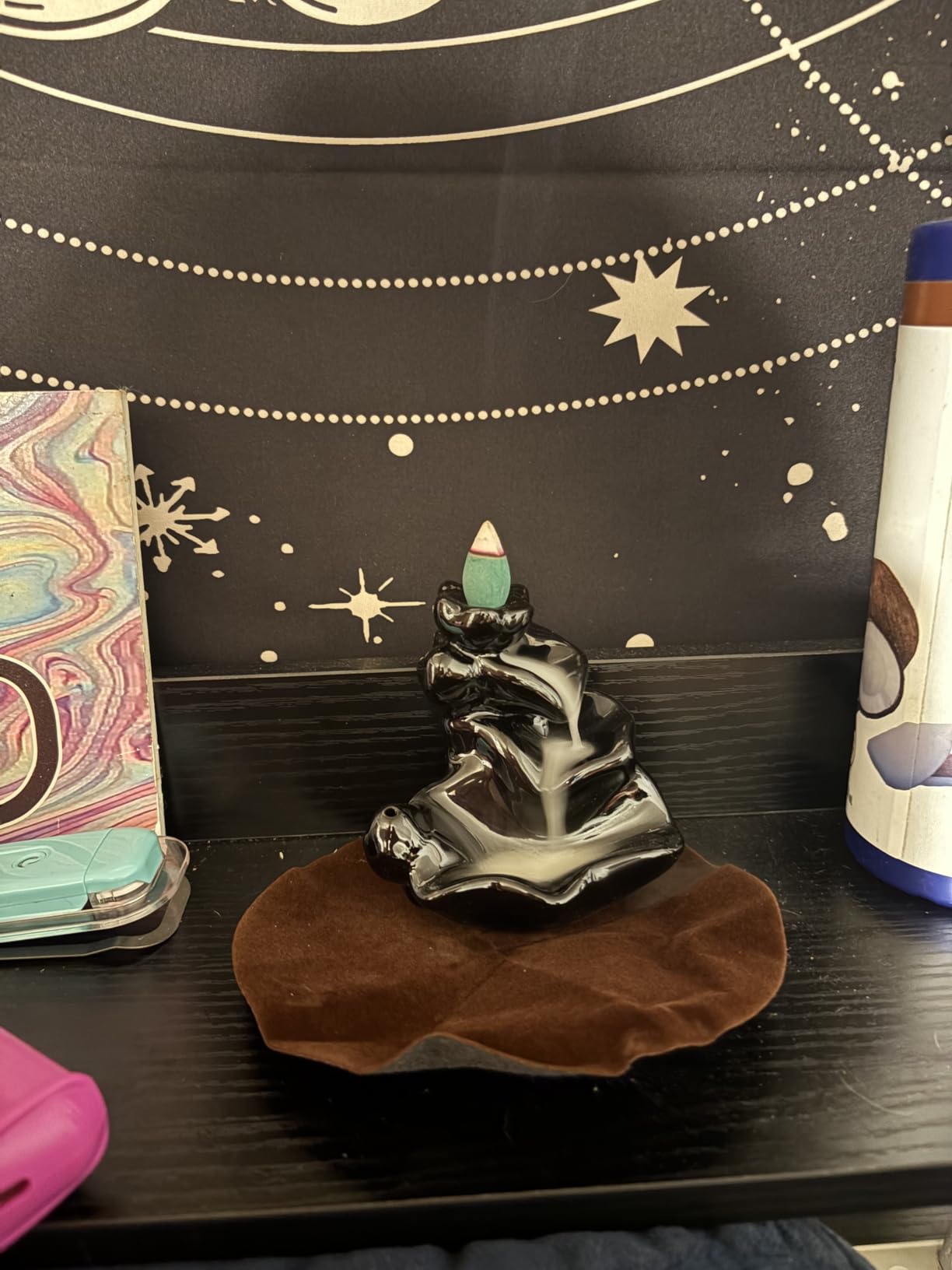 DK177 Waterfall Incense Holder Backflow Cone Ceramic Burner Handcrafted Porcelain Censer Incense Stick Stand with 20 Free Cones customer photo 1