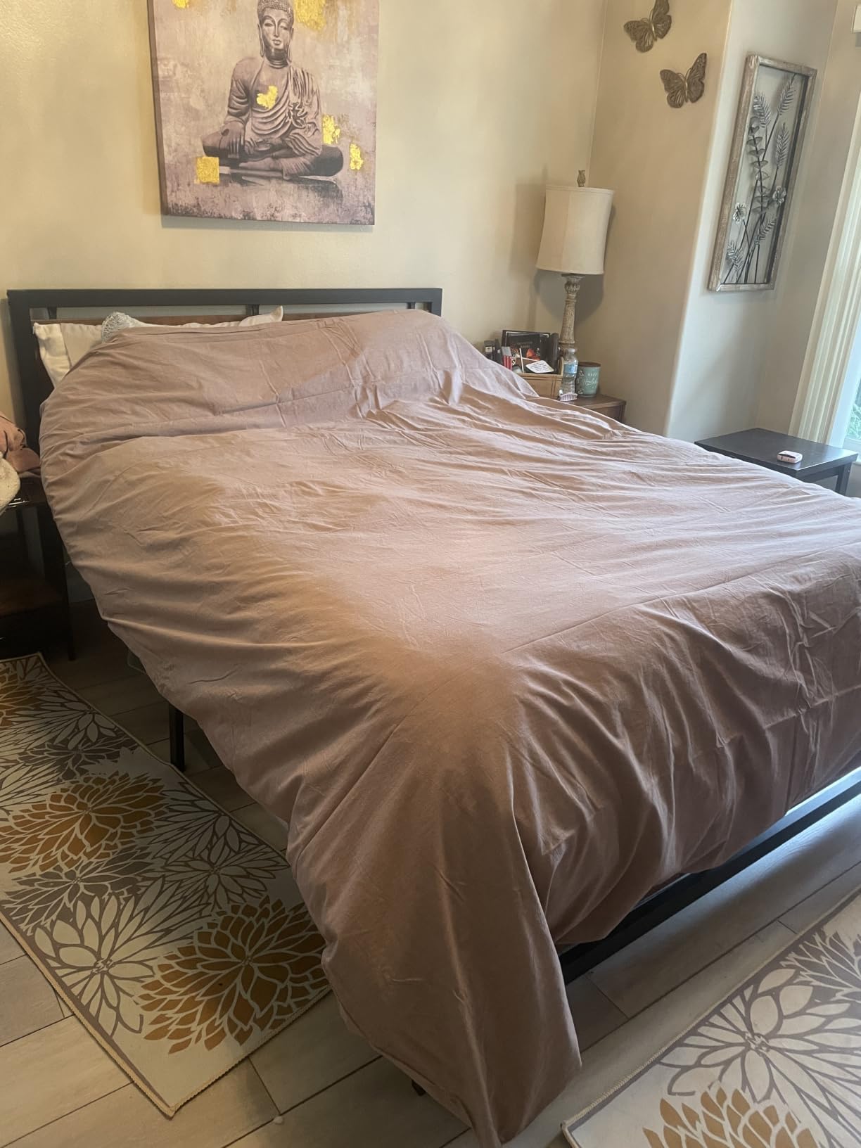 MooMee Duvet Cover Set 100% Washed Cotton Linen Like King | Relaxed Linen-like Texture. Soft, Breathable & Long-lasting Comfort. Lightweight. Hidden Zipper with 8 Interior Corner Ties customer photo 2