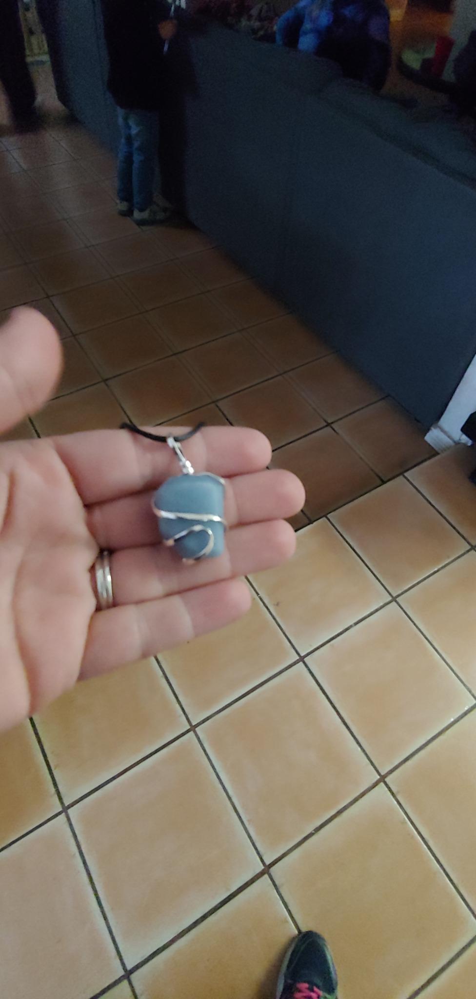 Ayana Crystals Angelite Necklace - Wire Wrapped Healing Crystal Pendant for Serenity & Protection - Handmade Reiki Jewelry with Adjustable Cord customer photo 1