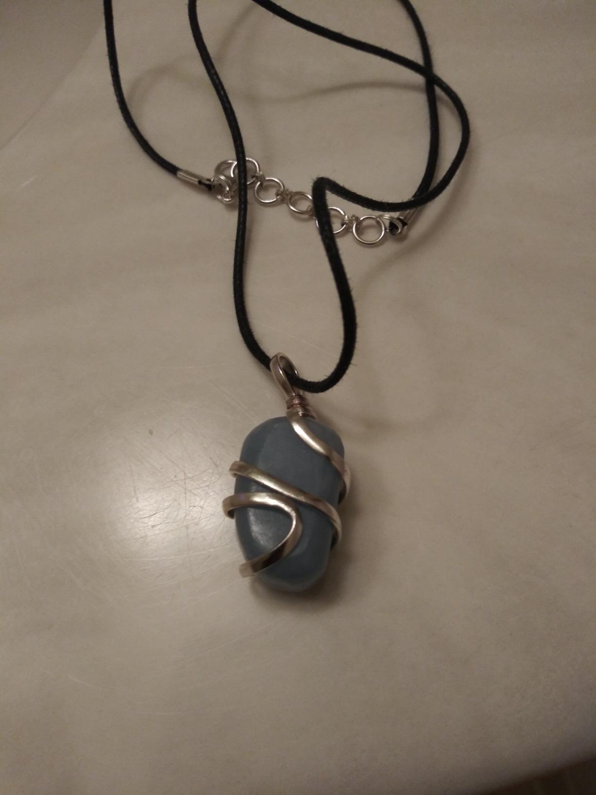 Ayana Crystals Angelite Necklace - Wire Wrapped Healing Crystal Pendant for Serenity & Protection - Handmade Reiki Jewelry with Adjustable Cord customer photo 2