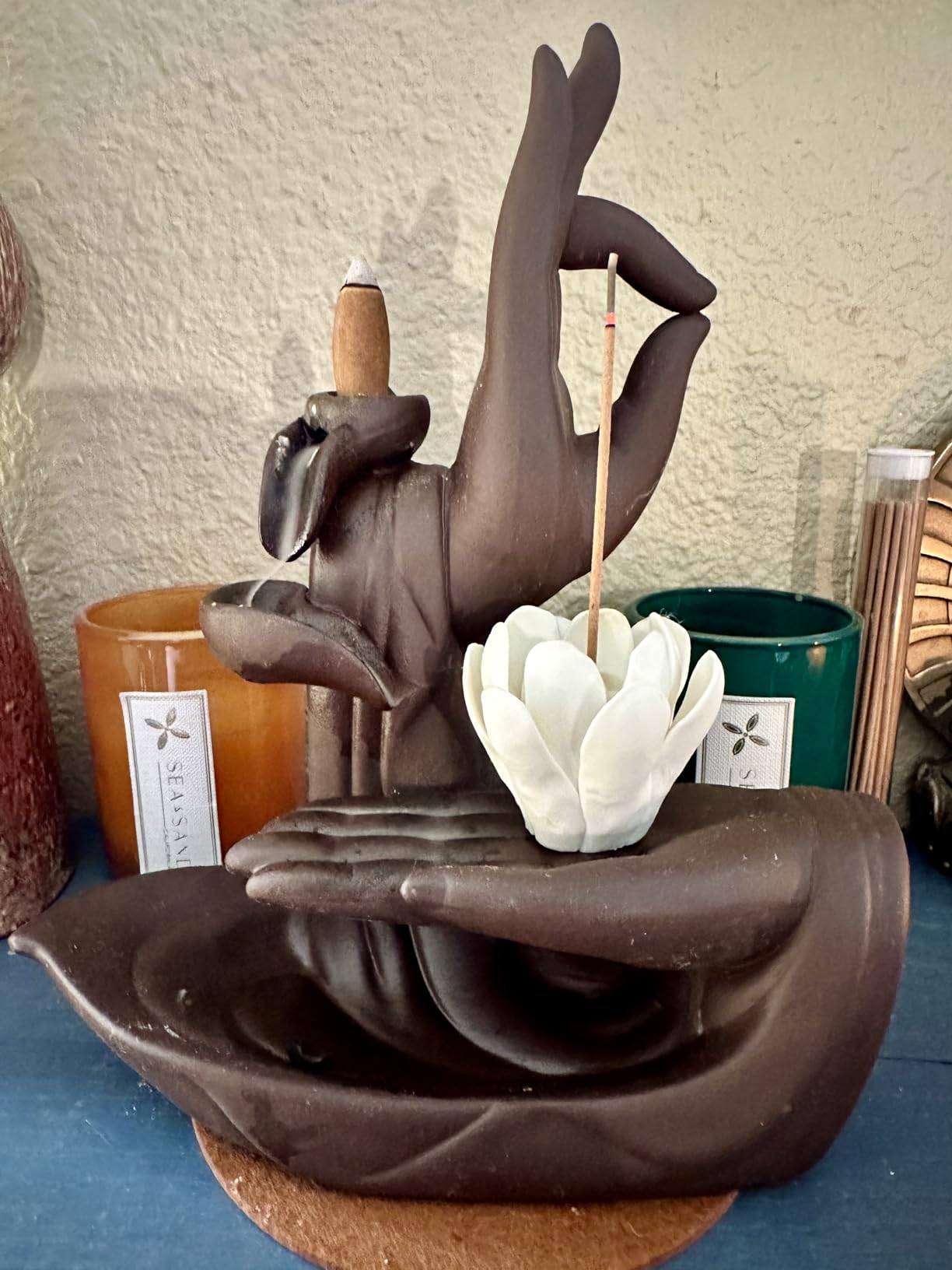 Comeon Backflow Incense Holder Burner Handmade Ceramic Lotus | Holds Incense Cones and Sticks, Includes 10 Backflow Incense Cones, Home Decor customer photo 1