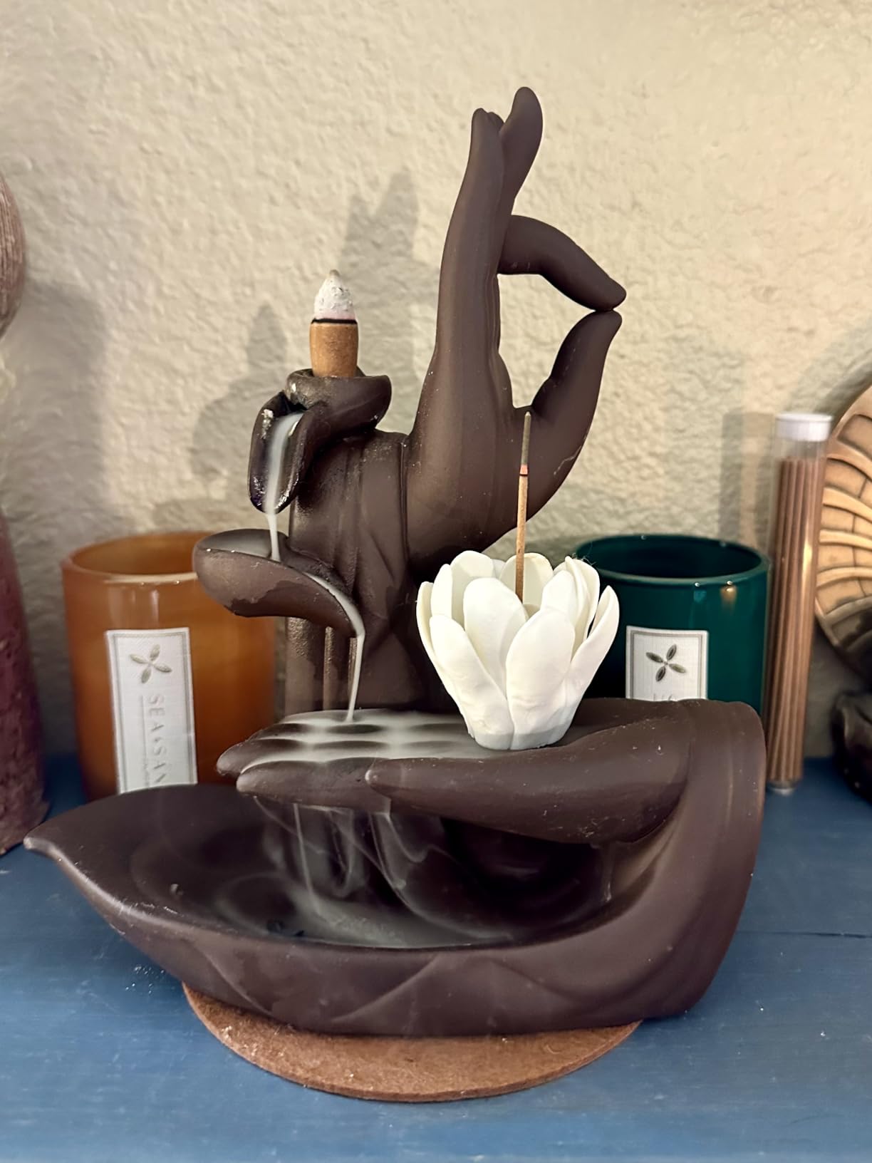 Comeon Backflow Incense Holder Burner Handmade Ceramic Lotus | Holds Incense Cones and Sticks, Includes 10 Backflow Incense Cones, Home Decor customer photo 2