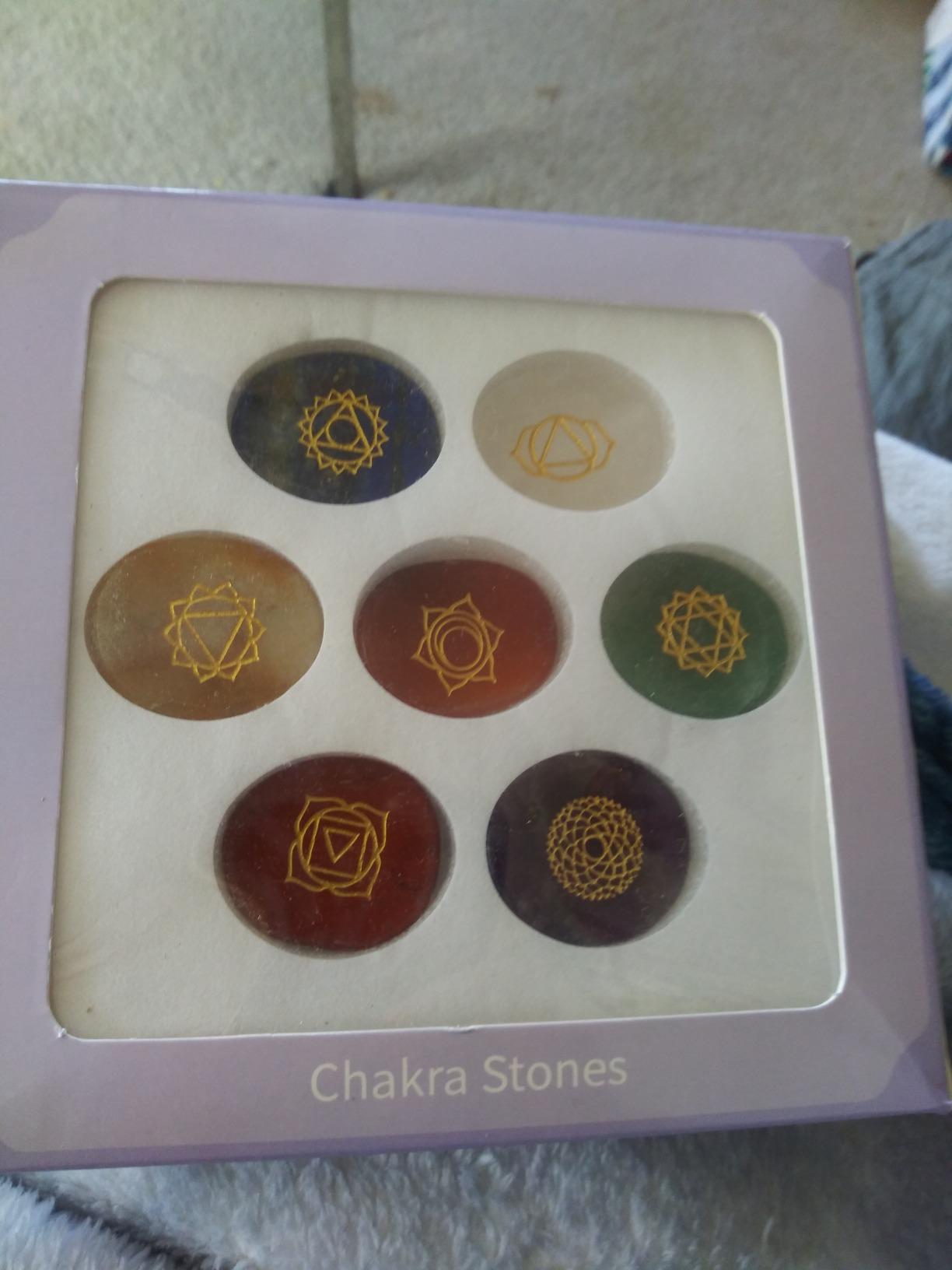 TGS Gems 7 Chakra Stones set - Reiki Healing Crystal With Engraved Chakra Symbols customer photo 2