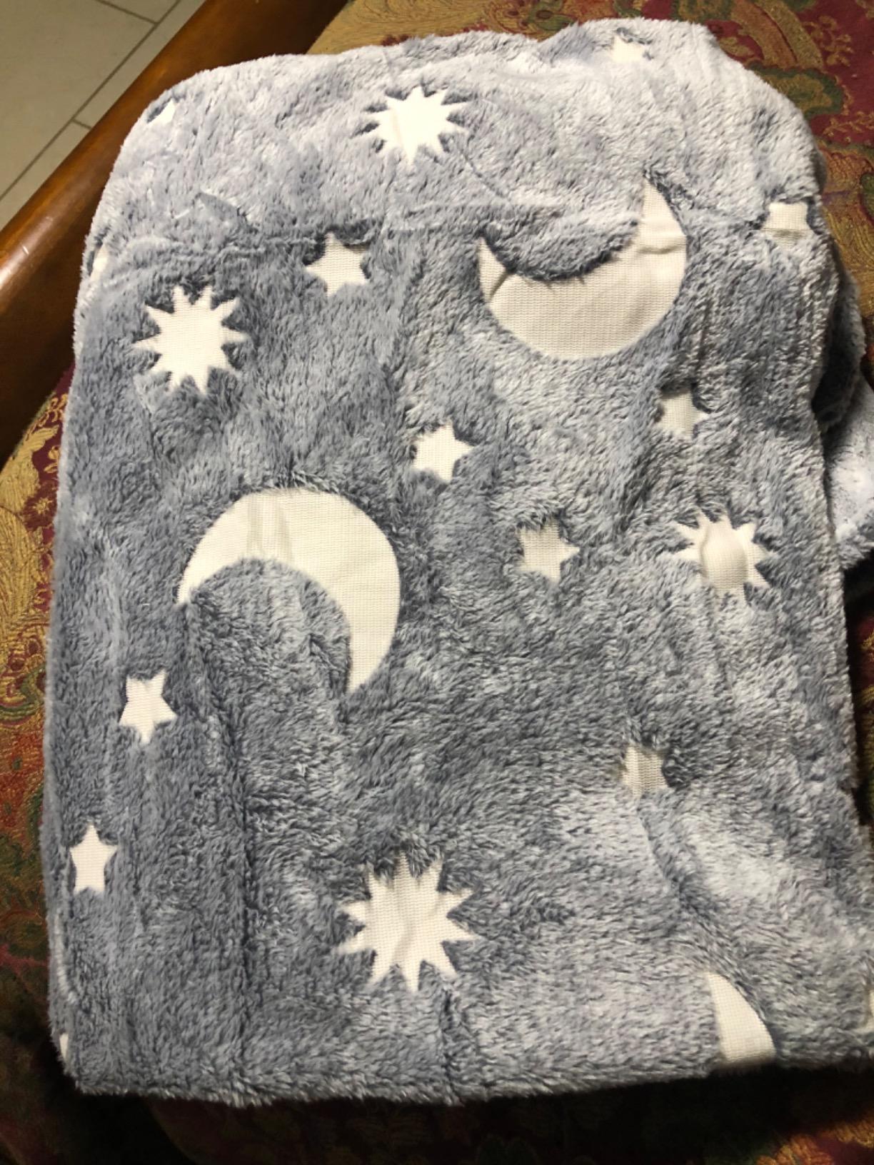 SP HOME GOODS Glow in The Dark Throw Blanket Gift for Girls and Kids Ages 4-14 and for Grandkids - [Grey] 50 x 60 Inches Fun, Cozy Fleece Throw Blanket customer photo 2