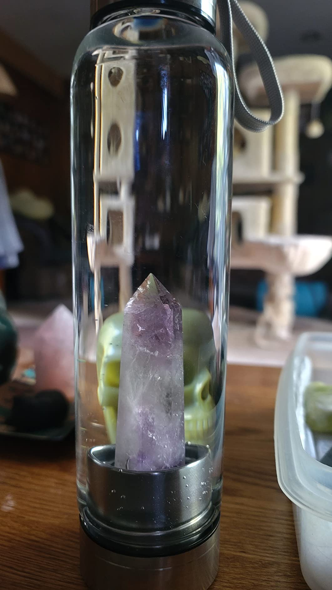 Crystal Glass Water Bottle - Crystal Clear Infused Juice Container Tumbler | 18.6Oz, Natural Quartz Gemstone customer photo 2