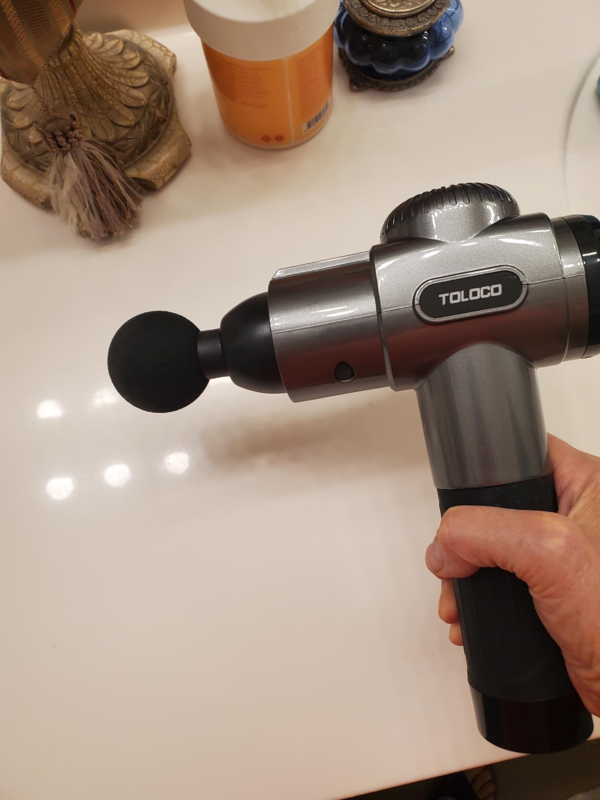 TOLOCO Massage Gun, Deep Tissue Back Massage for Athletes for Pain Relief, Percussion Massager with 10 Massage Heads & Silent Brushless Motor, Black customer photo 2