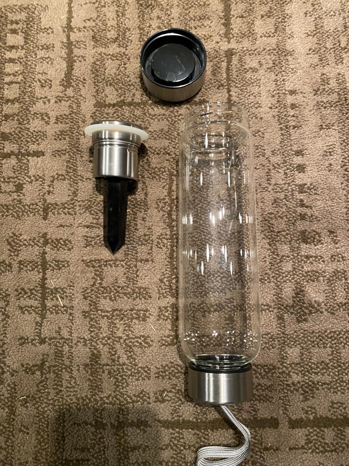 SHOP LC DELIVERING JOY Crystal Water Bottle Glass Clear Quartz with Spiritual Energy Stainless Steel Perfect for Yoga Meditation Healing Stones Birthday Gifts customer photo 1