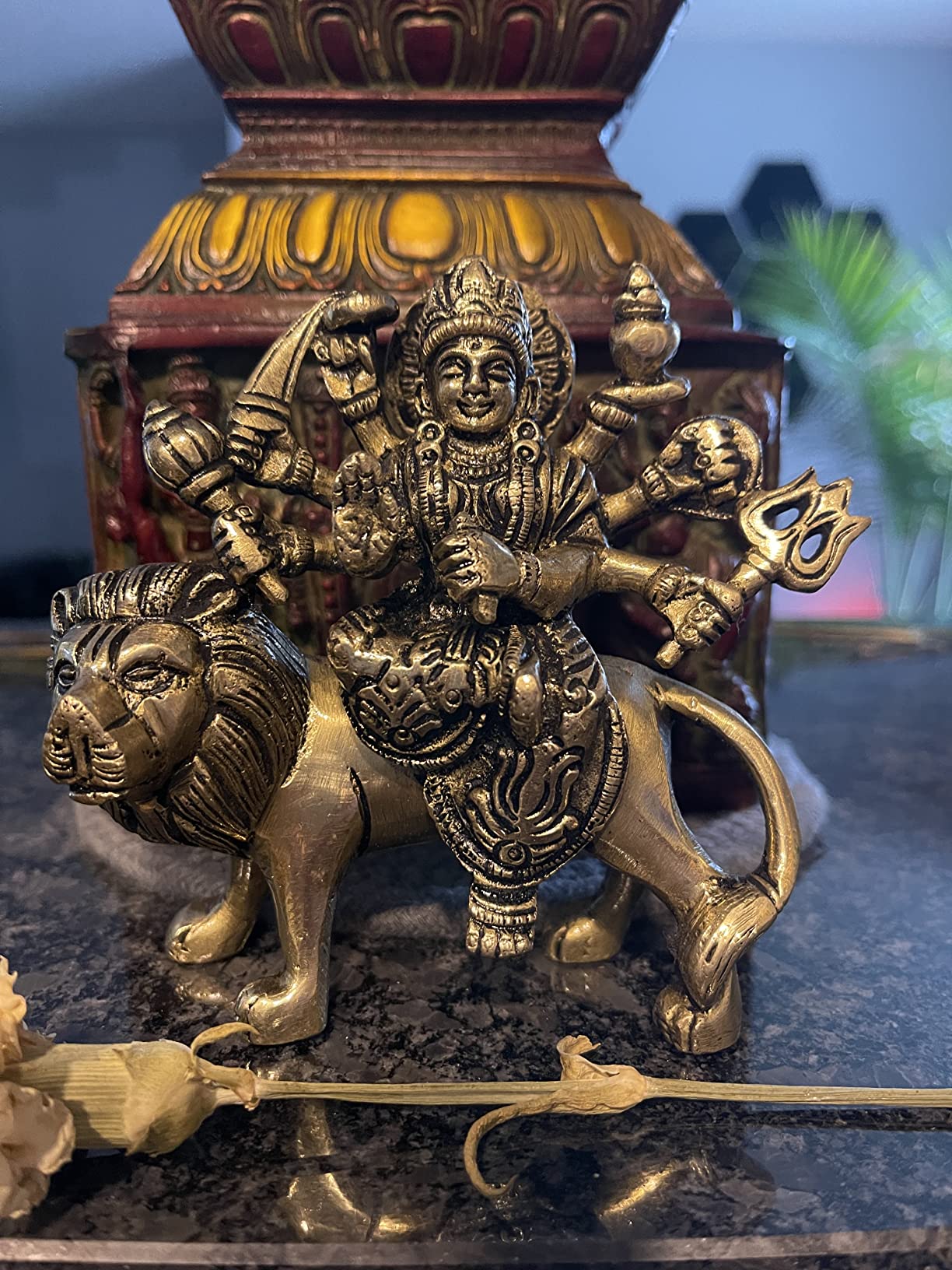 eSplanade Brass Maa Durga/MATA Rani Idol, Statue, moorti, murti for Home Mandir and Home Decor (4.6 Inches) customer photo 3