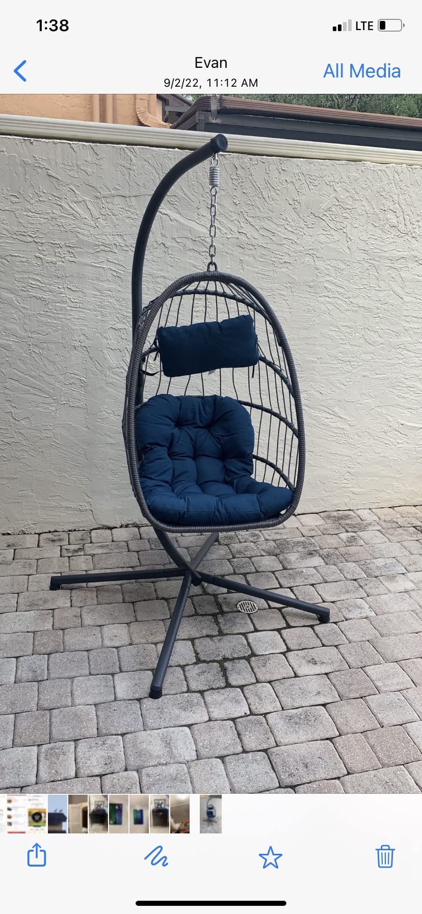 Brafab Swing Egg Chair with Steel Stand for Indoor Outdoor Patio Porch | Wicker Egg Swing Chair with Aluminum-Steel Frame and UV Resistant Cushion, Patio Lounge Hammock Chairs 370LBS Capacity customer photo 1