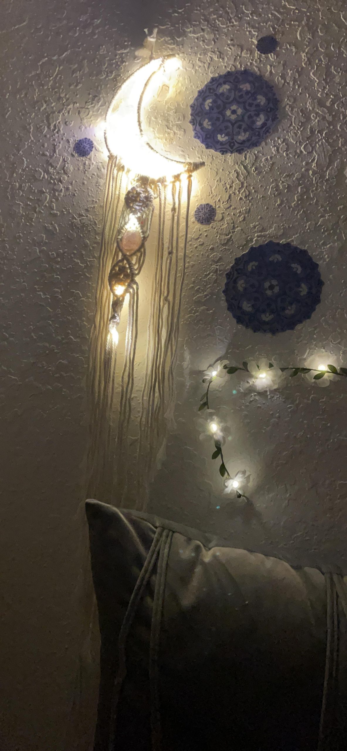 Dremisland Macrame Woven Wall Hanging Moon Dream Catcher- Boho Chic Bohemian Home Decor Wall Art Decor Beautiful Apartment Dorm Room Door Decoration (Moon) customer photo 2