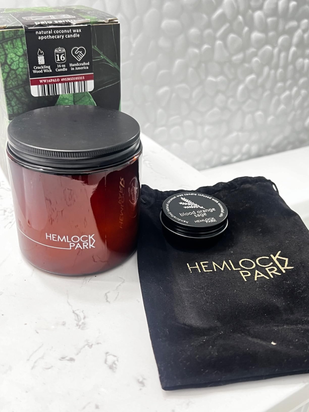 Hemlock Park Palo Santo Apothecary Crackling Wood Wick Candle | 8 oz | Coconut Apricot Wax | Crackling Wood Wick | Botanical Fragrance | Made in USA customer photo 1