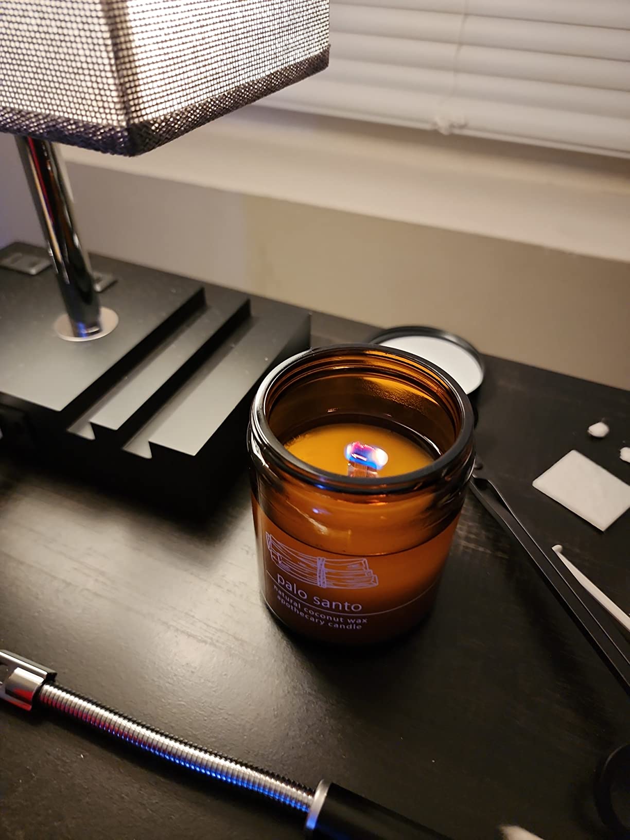 Hemlock Park Palo Santo Apothecary Crackling Wood Wick Candle | 8 oz | Coconut Apricot Wax | Crackling Wood Wick | Botanical Fragrance | Made in USA customer photo 2
