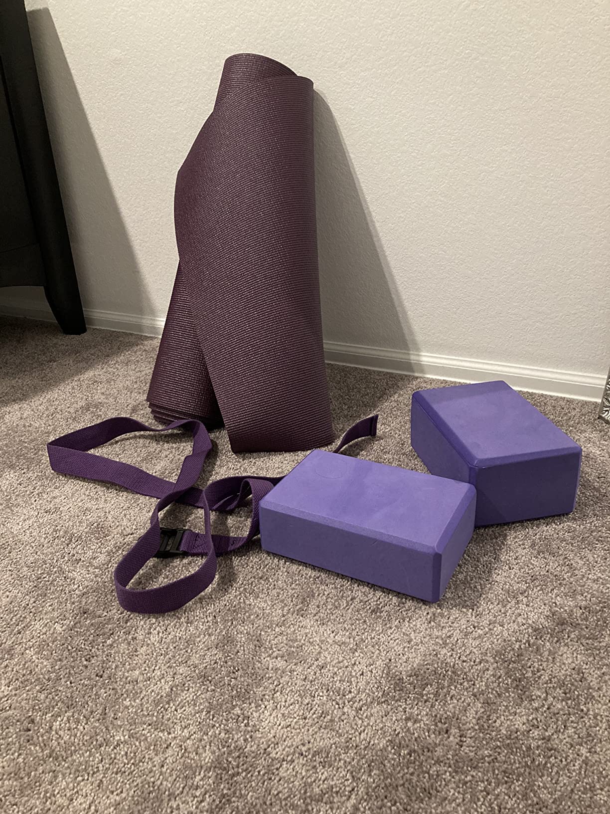 Body Sport 4-Piece Yoga Kit, (1) 72 in. x 1/4 in. Fitness Mat, (2) Purple Blocks, (1) 6 ft. Exercise Strap - Beginner Set for Home Fitness & Gym Workouts customer photo 1
