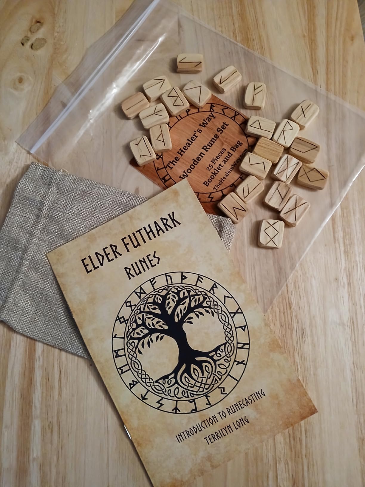THE HEALER'S WAY Wooden Runes Set Walnut with Carved Elder Furthark Alphabet Viking Runes for Divination and Healing (Walnut) customer photo 1