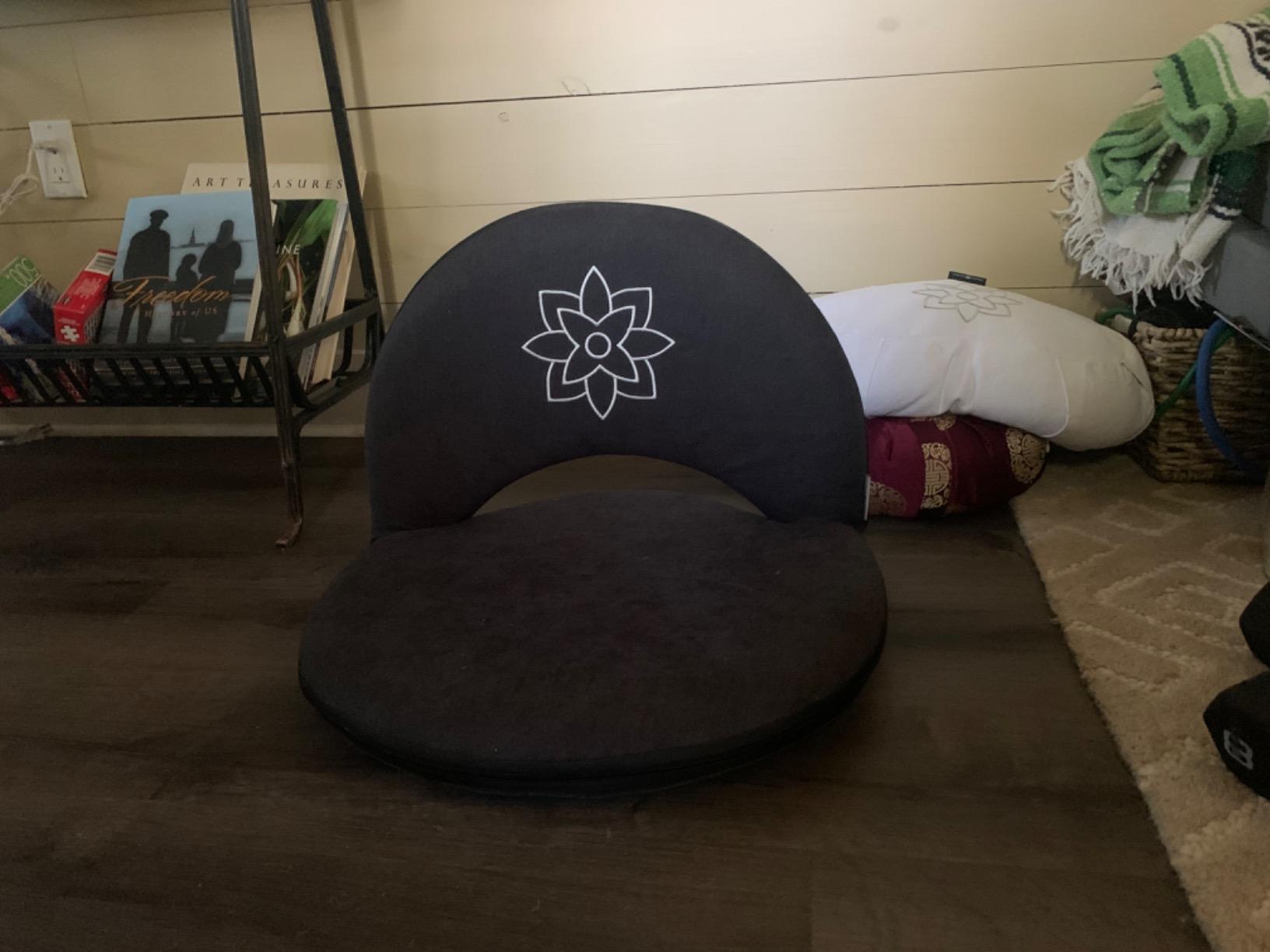 Mindful Modern Meditation Chair | Adjustable Floor Chair with Back Support | Padded Floor Seat for Posture Support and Comfort | Portable Folds Flat for Storage | Indoor/Outdoor Use | Stone Black customer photo 1