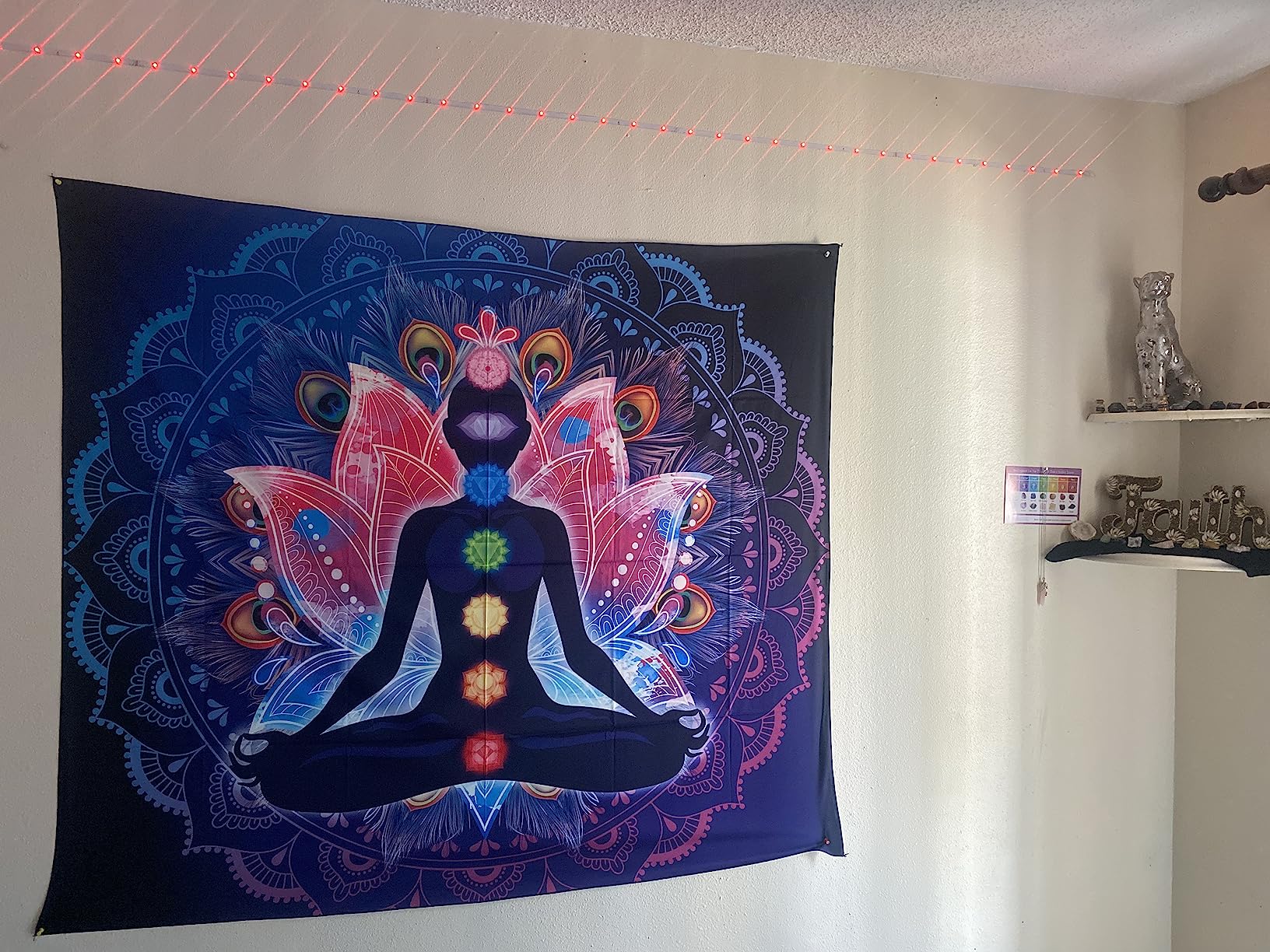 Maccyafst Seven Chakra Yoga Meditation Wall Hanging - Colorful Mandala Indian Hippie Chakra Tapestry for Studio Room (H51.2 W59.1) customer photo 1