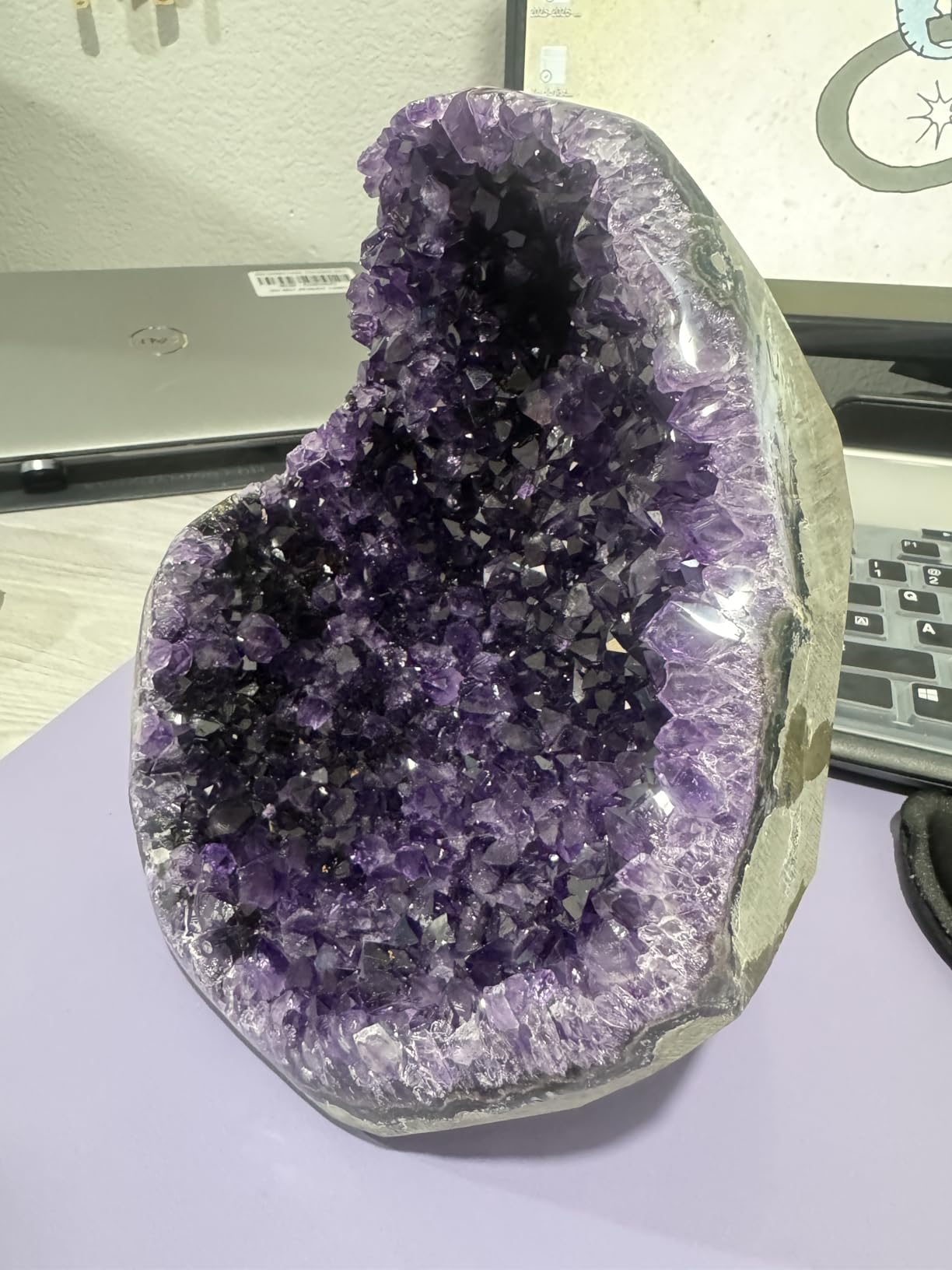 Large Natural Amethyst (5 lb to 6.5 lb) Crystal Clusters Stone from Uruguay Raw Geode Quartz - Deep Purple Color customer photo 2