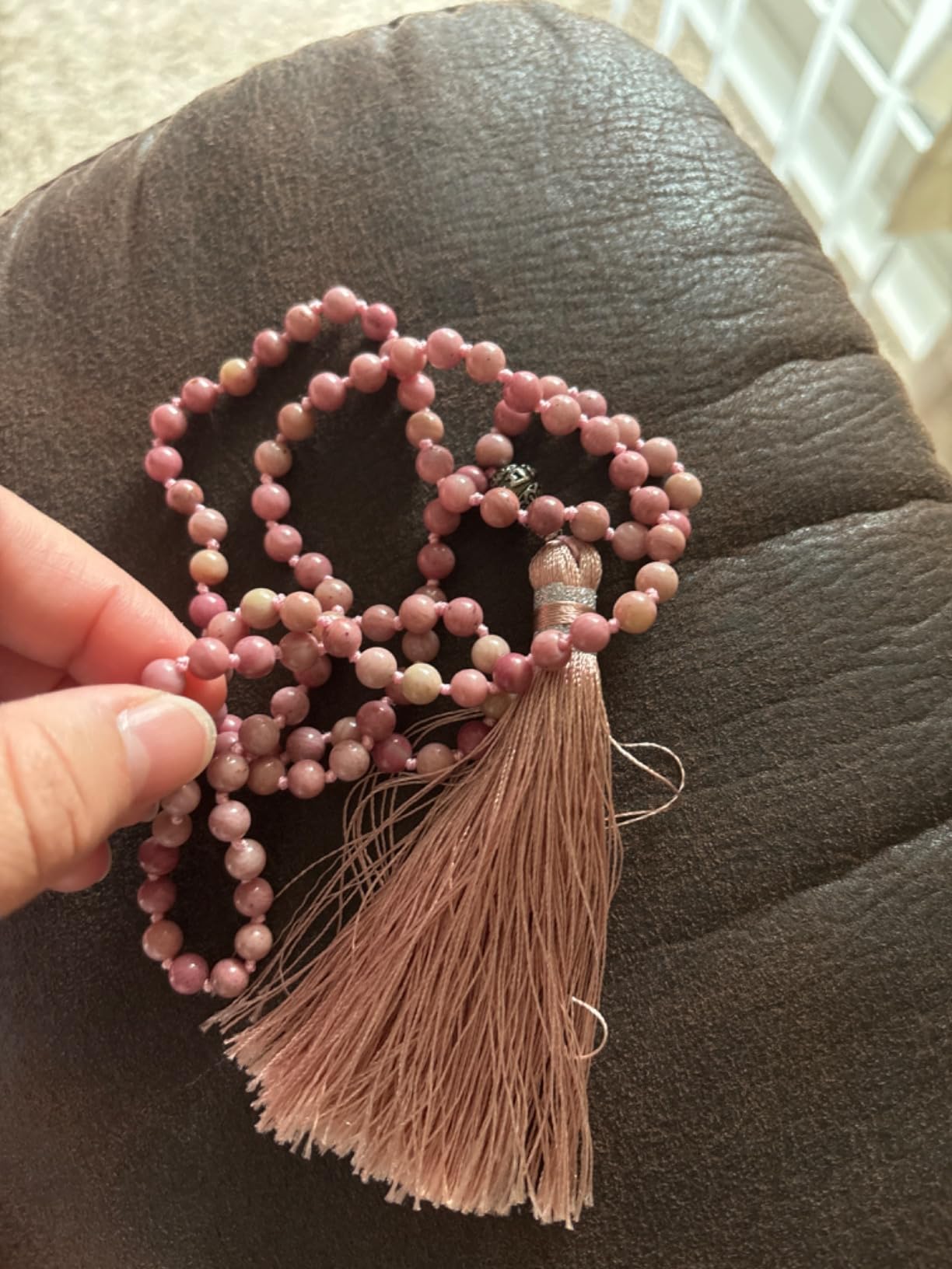 Top Plaza Womens 108 Mala Prayer Beads Wrap Necklace with Long Tassel Healing Crystal Stone Necklaces Yoga Meditation Reiki Quartz Jewelry customer photo 2