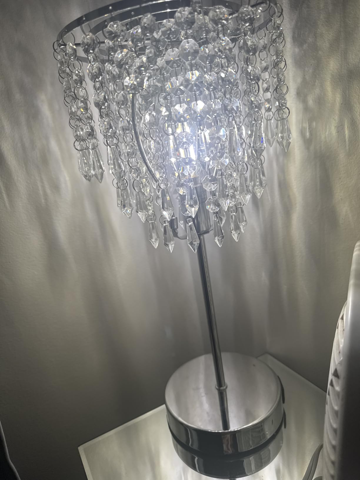 USB Bedside Crystal Lamp, 3 Way Dimmable Touch Nightstand Lamp with USB C+A Charging Ports, Lavender Table Lamps Decorative Accent Lamps Silver for Bedroom, Living Room, Office, B11 LED Bulb Included customer photo 2