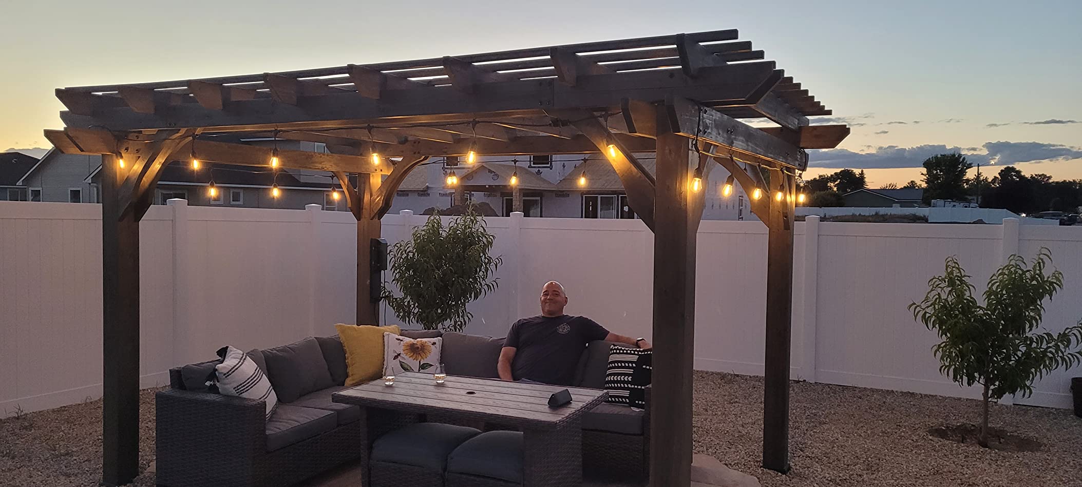 Backyard Discovery Somerville 14' x 10' Cedar Wood Pergola Kit with Trellis Roof, All-Season Durability, High-Wind Rating, PowerPort, Shade for Outdoor Patio, Deck, Garden, and Entertaining customer photo 2