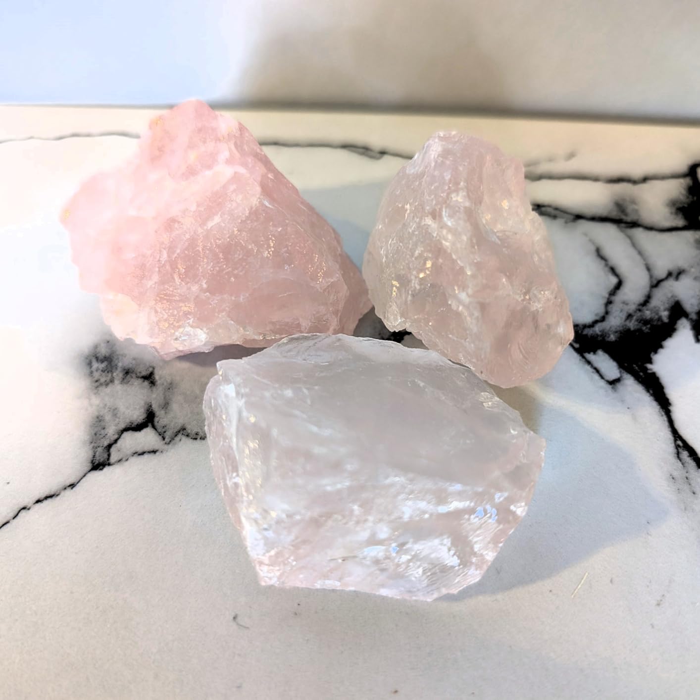 FIREBOOMOON 2lb Rough Rose Quartz Crystals for Tumbling Cabbing | Raw Pink Stones 1.18-2.2In, Unpolished Chips, Soak To Reveal Hue, Mohs 7 Hardness, For Wire Wrap Specimens Reiki customer photo 1