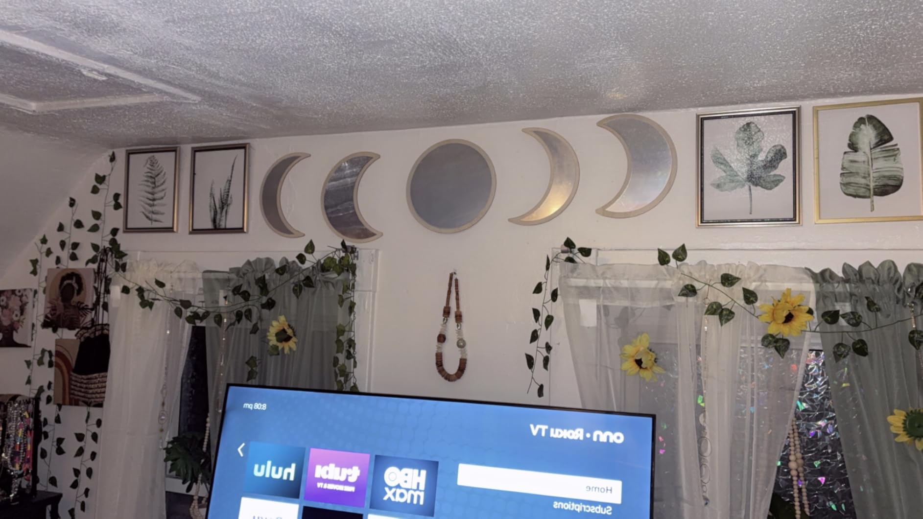 MAXROCK Moon Phase Mirror Set, 5 Piece Scandinavian Natural Decor Wall Decorative Home Decor Bohemian Moon Mirror for Living Room Bedroom, Acrylic Mirror, Not Real Mirror customer photo 1