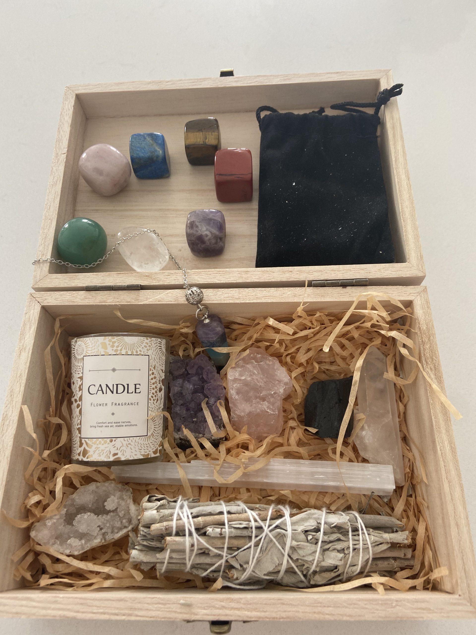 Healing Crystals Kit - Chakra Stones Crystal Starter Set | Sage Smudge Kit and Relaxation Candle | Protection + Meditation with Wooden Reiki Box for Gifts customer photo 1