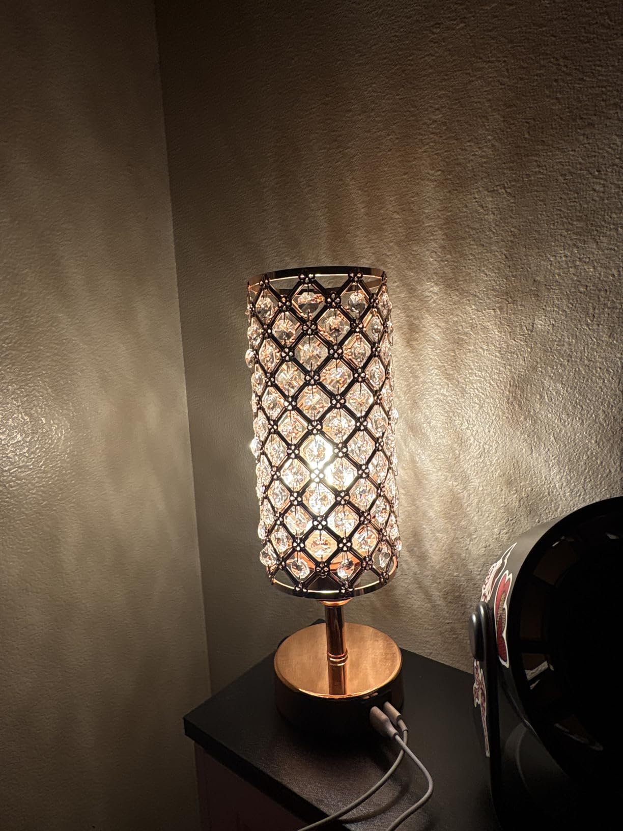 Pink Crystal Table Lamp, 3 Way Dimmable Touch Lamps for Night Stands | Rose Gold, Touch Control, USB C+A Charging Port, Desk Lamps for Girls Bedroom, Living Room, Home Office, Room Decor customer photo 2